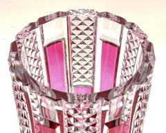 Tall Impressive and Very Heavy Ruby Clear Vase, Deco Era Val Saint Lambert