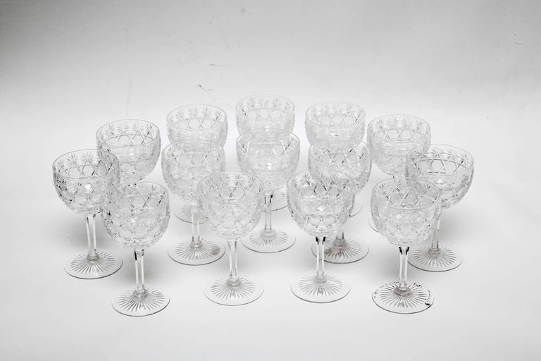 6 Antique American Brilliant Cut Crystal Wine Glasses (item #1065954)