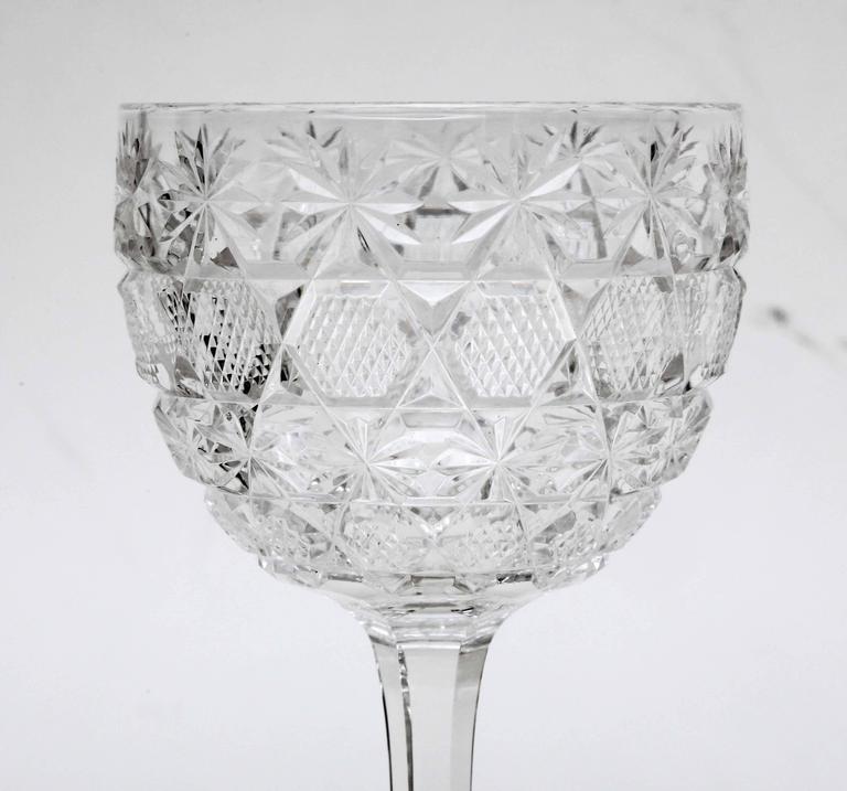 6 Antique American Brilliant Cut Crystal Wine Glasses (item #1065954)