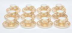 12 Sets of Minton for Tiffany Elaborate Gilded Coffee Cup Saucers 24 Pieces