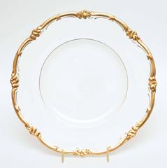 12 Antique English Gilt Trimmed Dinner Plates