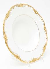 Ten Soup Bowls, Antique English with Gilt Trim and Lovely Scalloped Shape