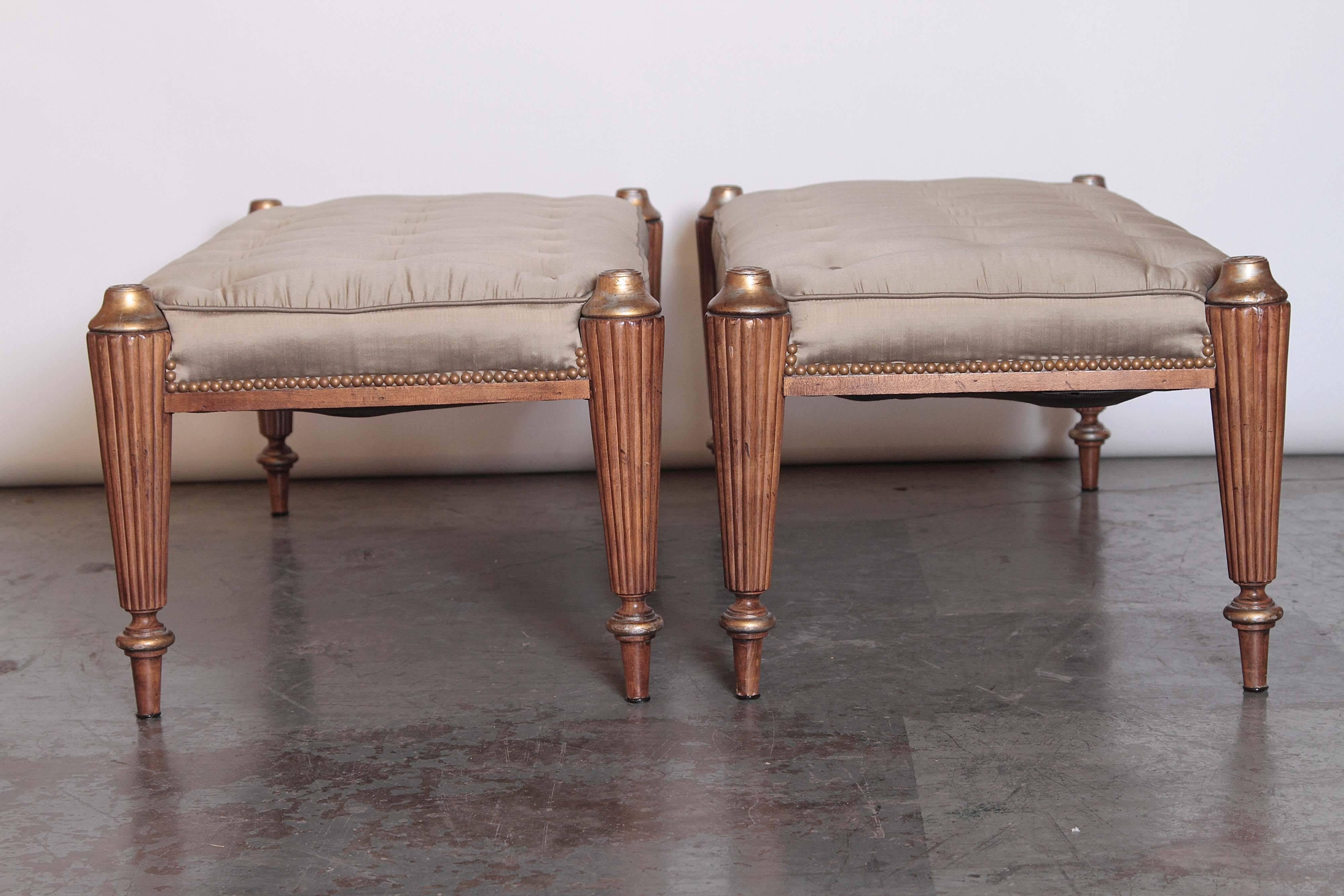 20th Century Pair of Wood Frame Upholstered Benches