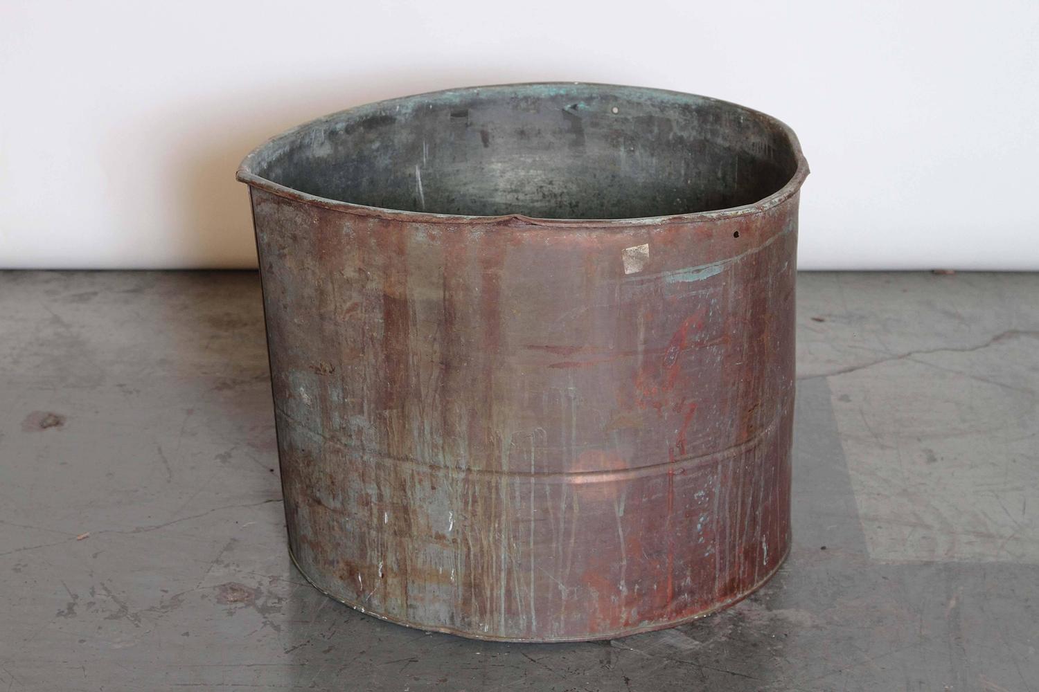 Round Industrial Metal Planter For Sale at 1stdibs