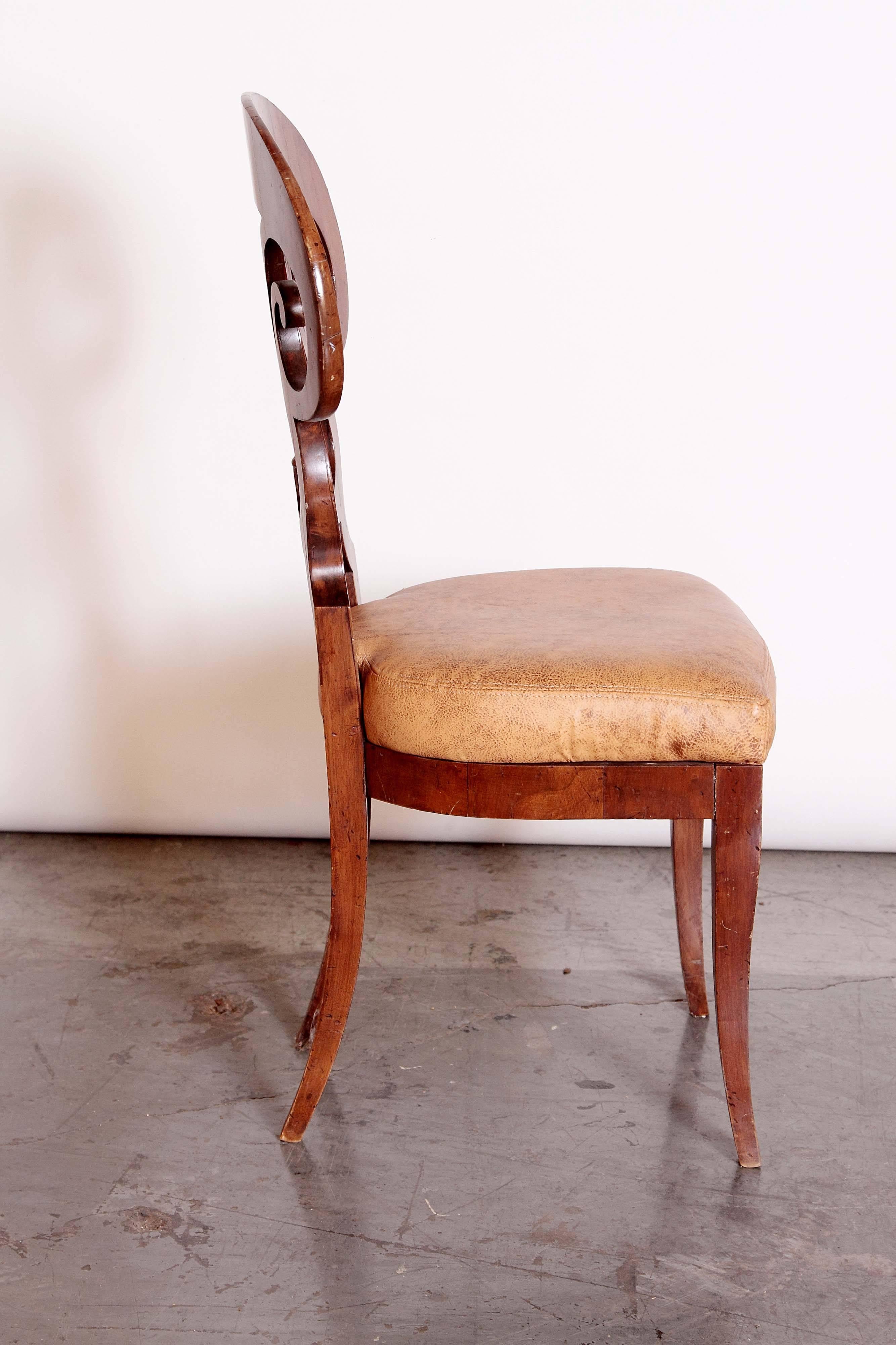 Walnut Beautiful Biedermeier Side Chair For Sale