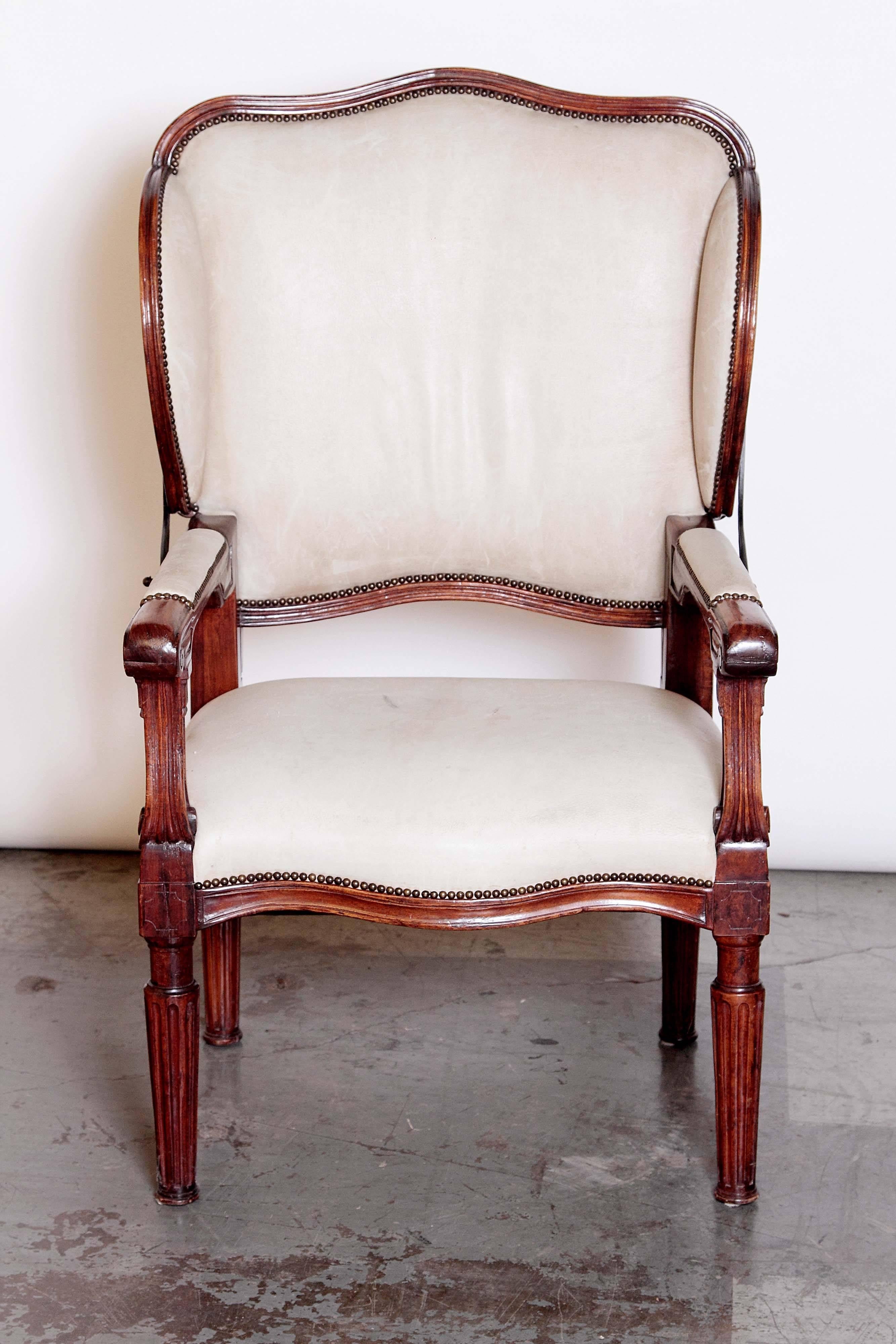 Rare Antique French Reclining Wingback Armchair In Excellent Condition In Dallas, TX