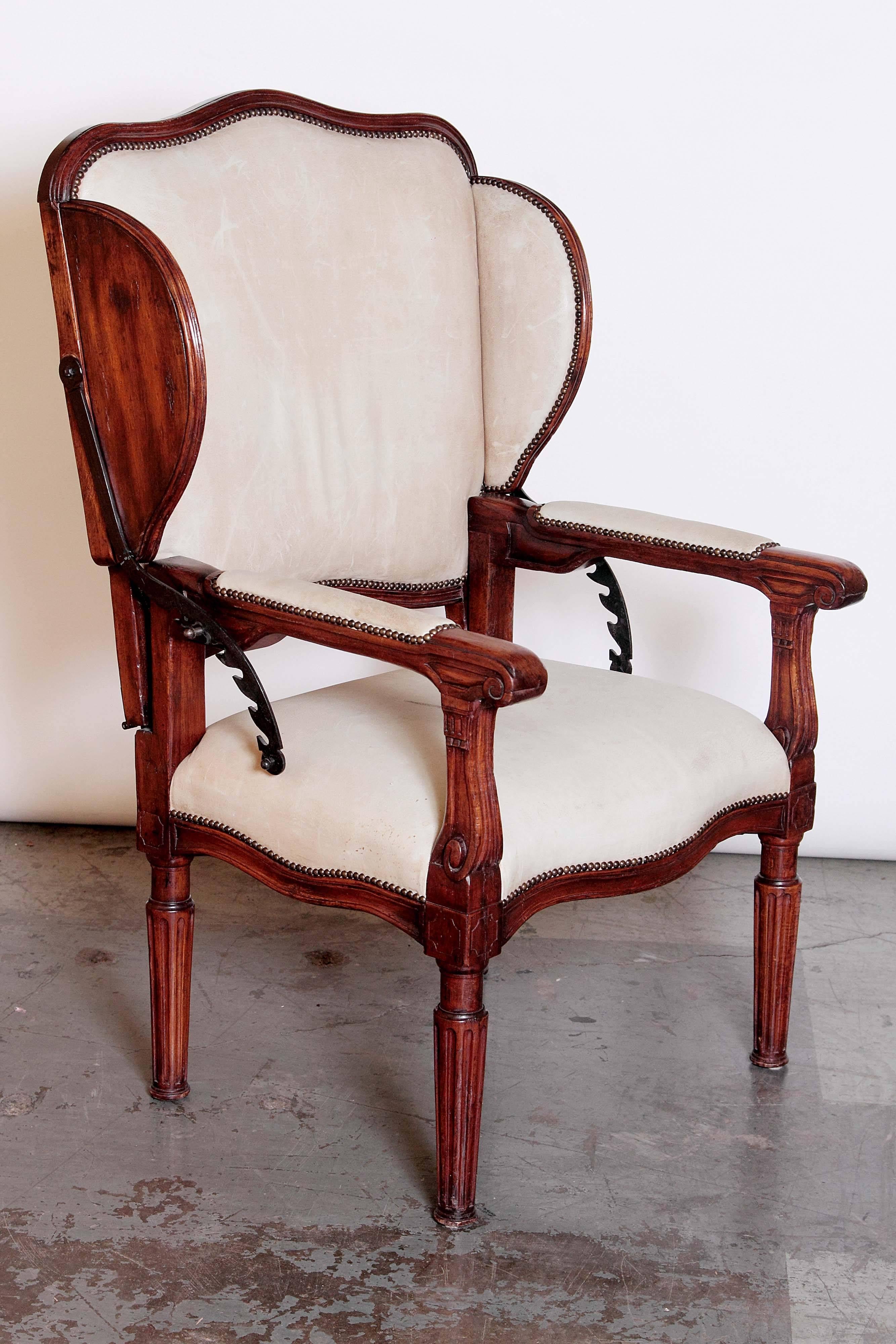 19th Century Rare Antique French Reclining Wingback Armchair