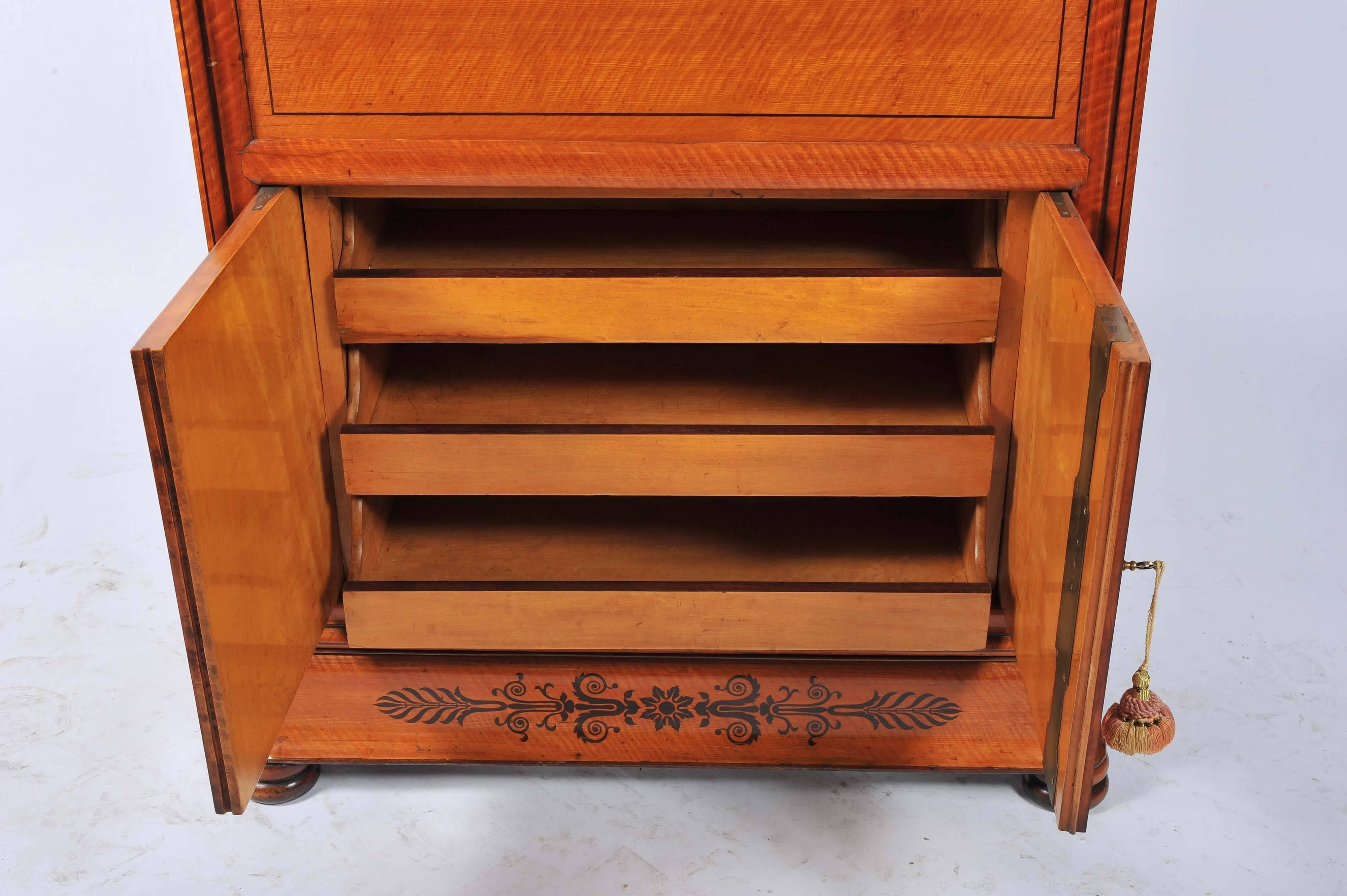 Birch 19th Century Sectretaire Abbatant For Sale