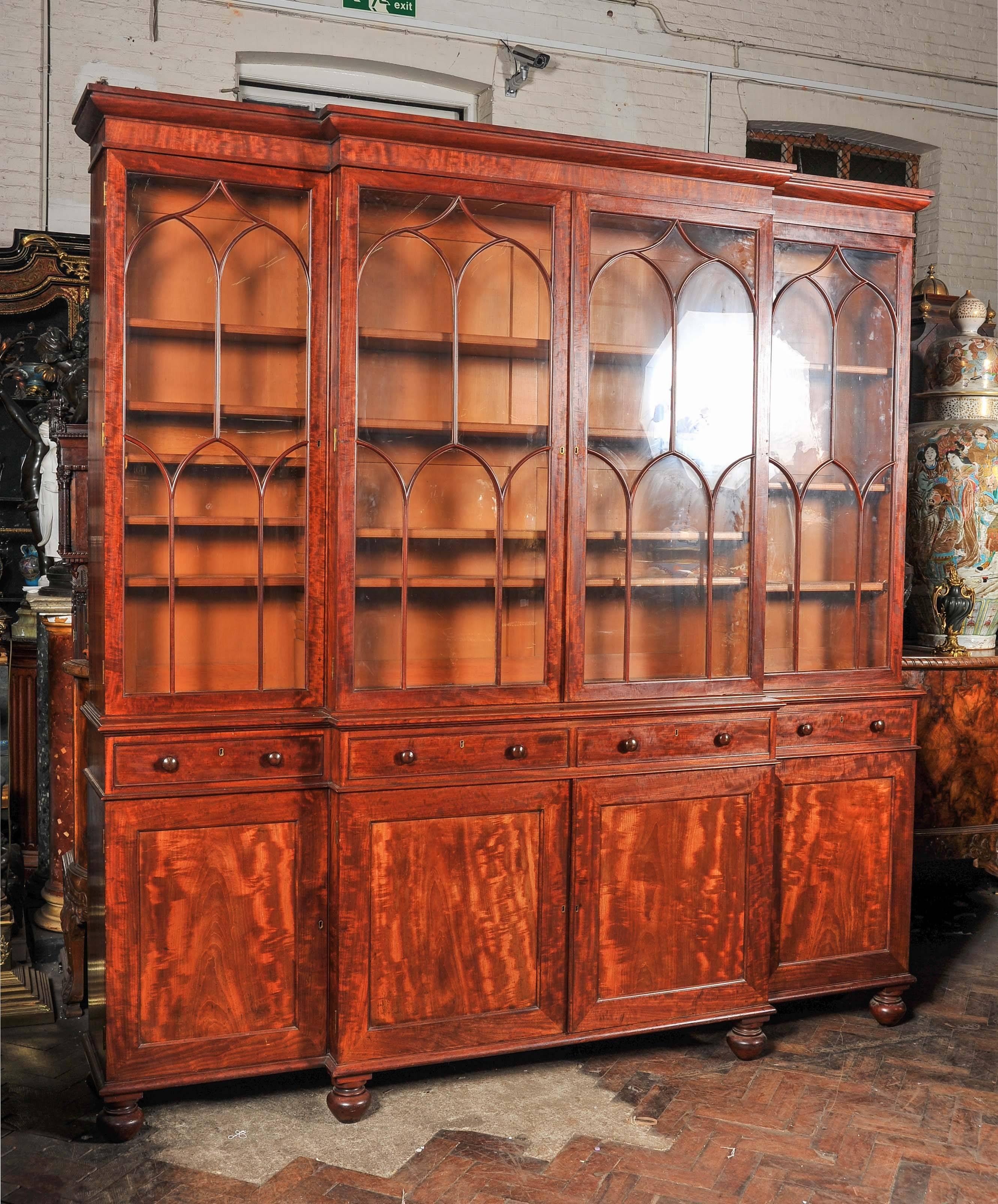 English Regency Mahogany Bookcase, in the Manner of Gillows