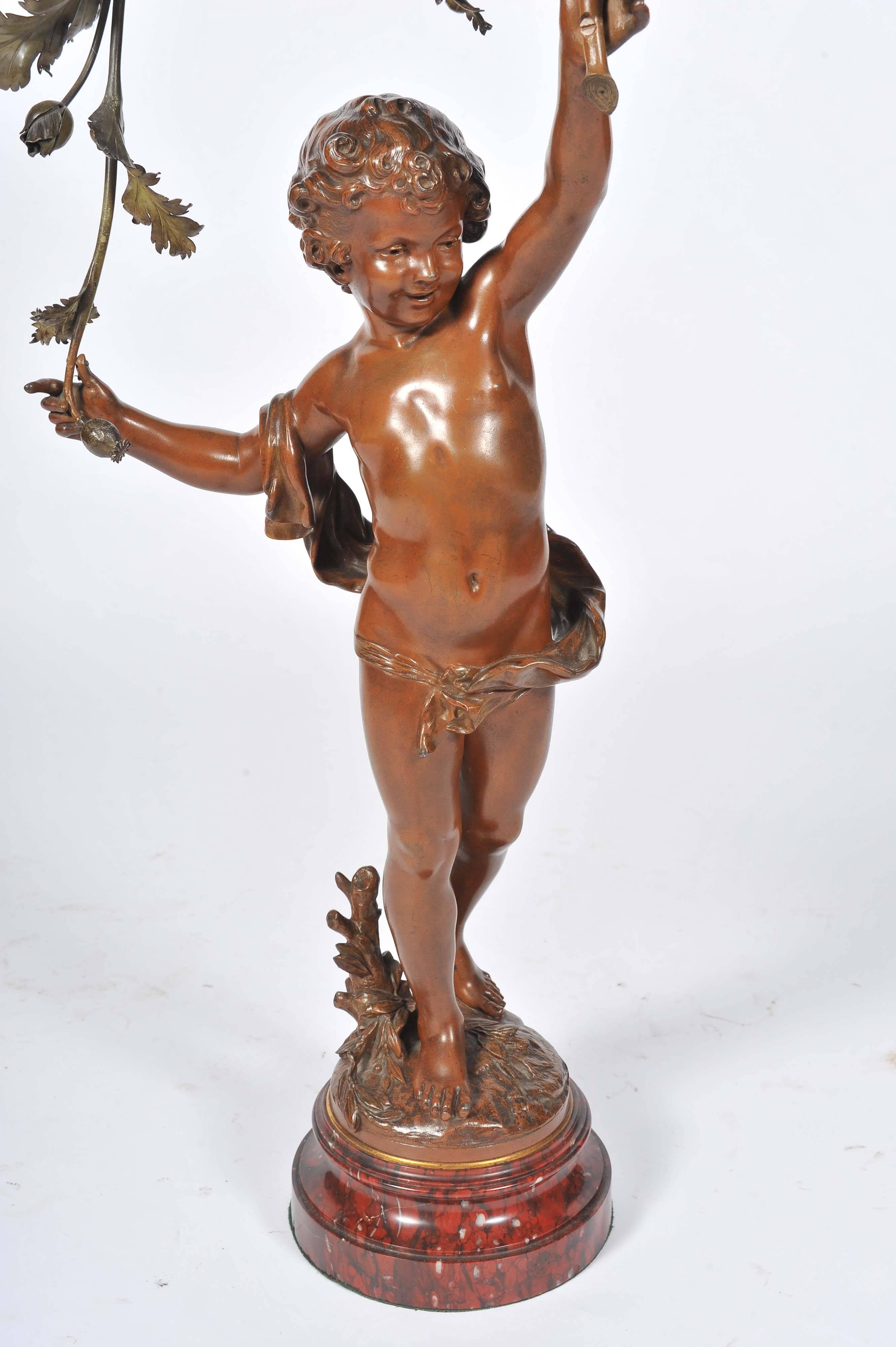 19th Century Bronze Lamp In Good Condition For Sale In Brighton, Sussex