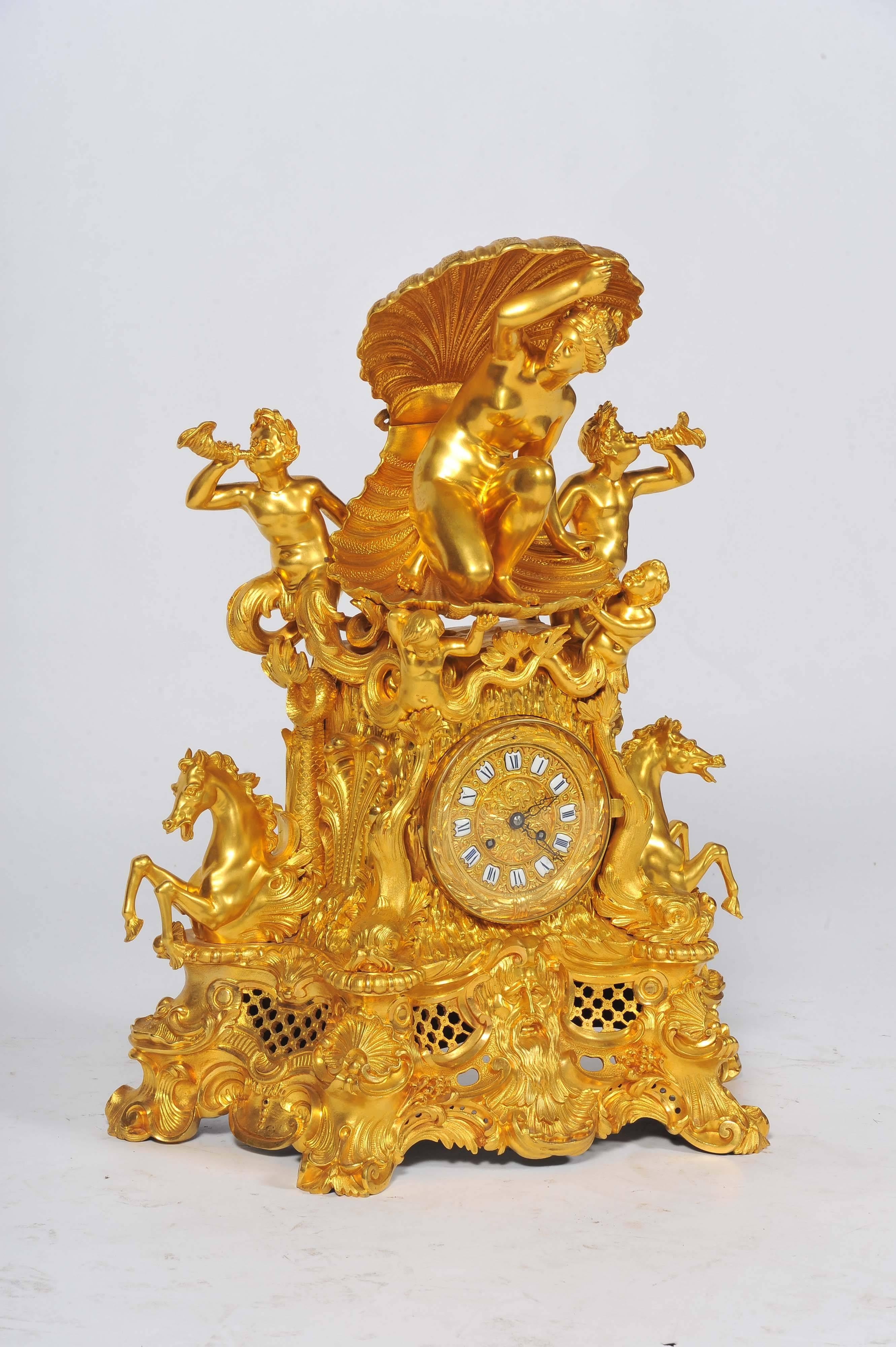 Cast Large 19th Century French Mantel Clock