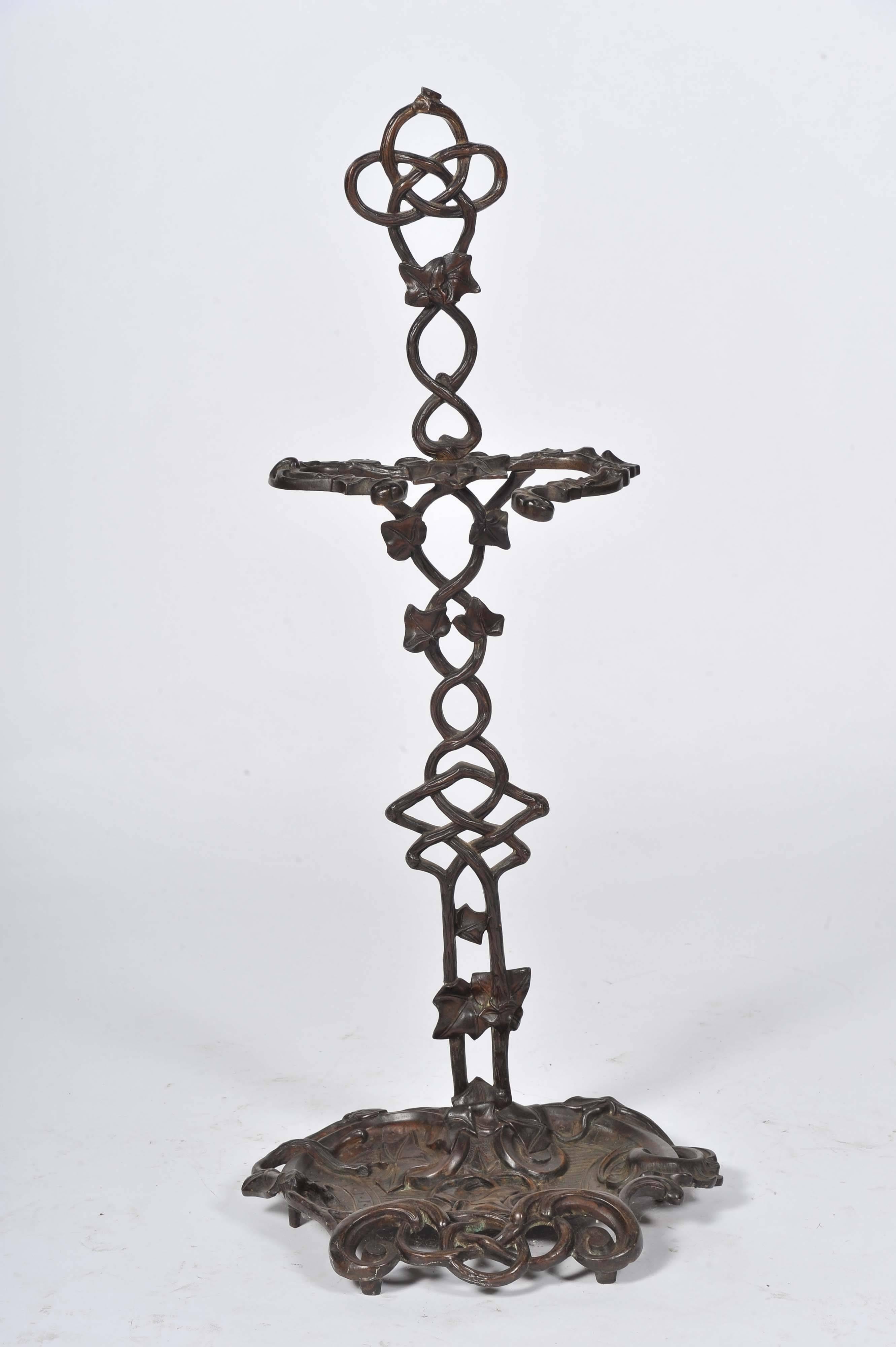 A good quality 19th century cast iron stick stand. Having Ivy leaf decoration.