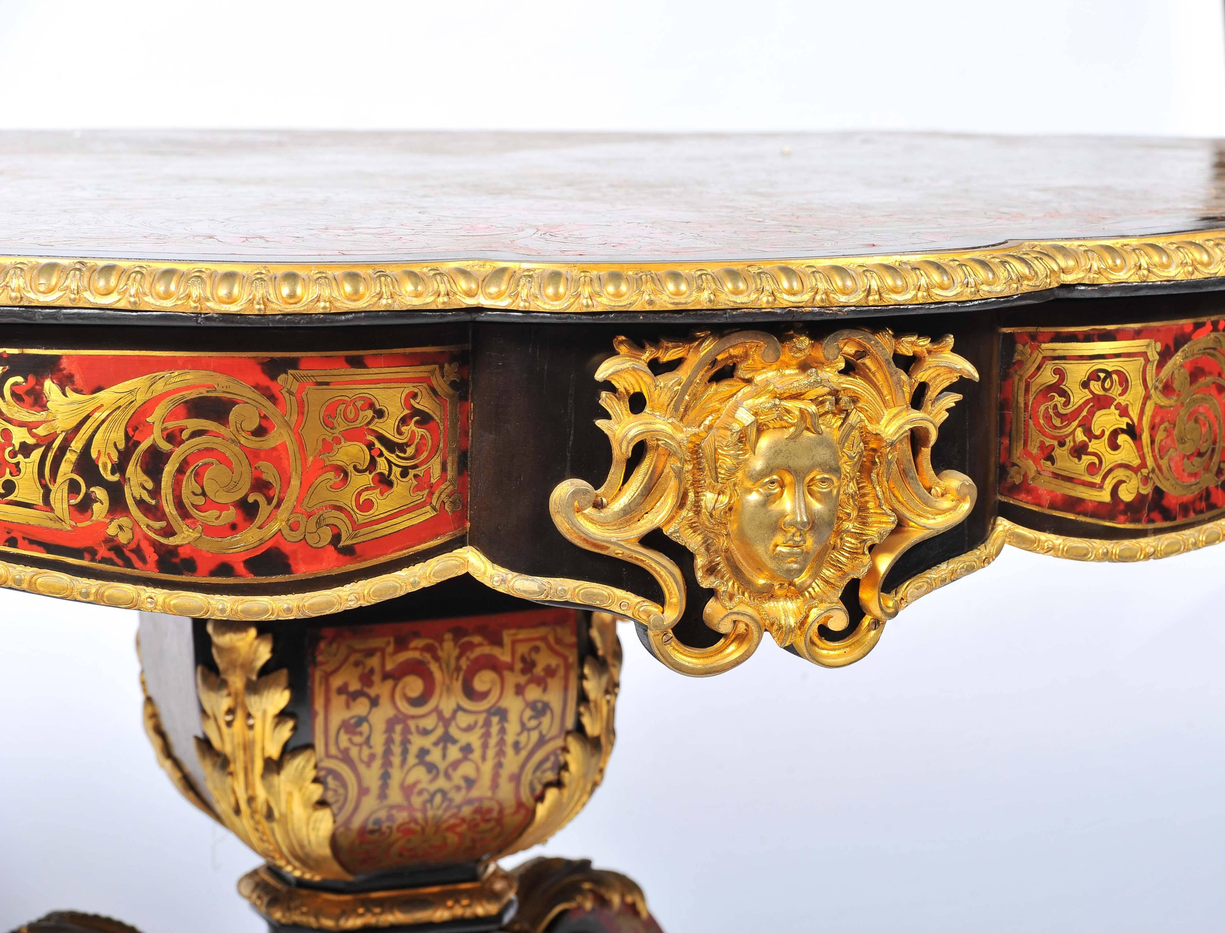 19th Century Boulle Louis XVI style Inlaid Centre Table In Good Condition For Sale In Brighton, Sussex