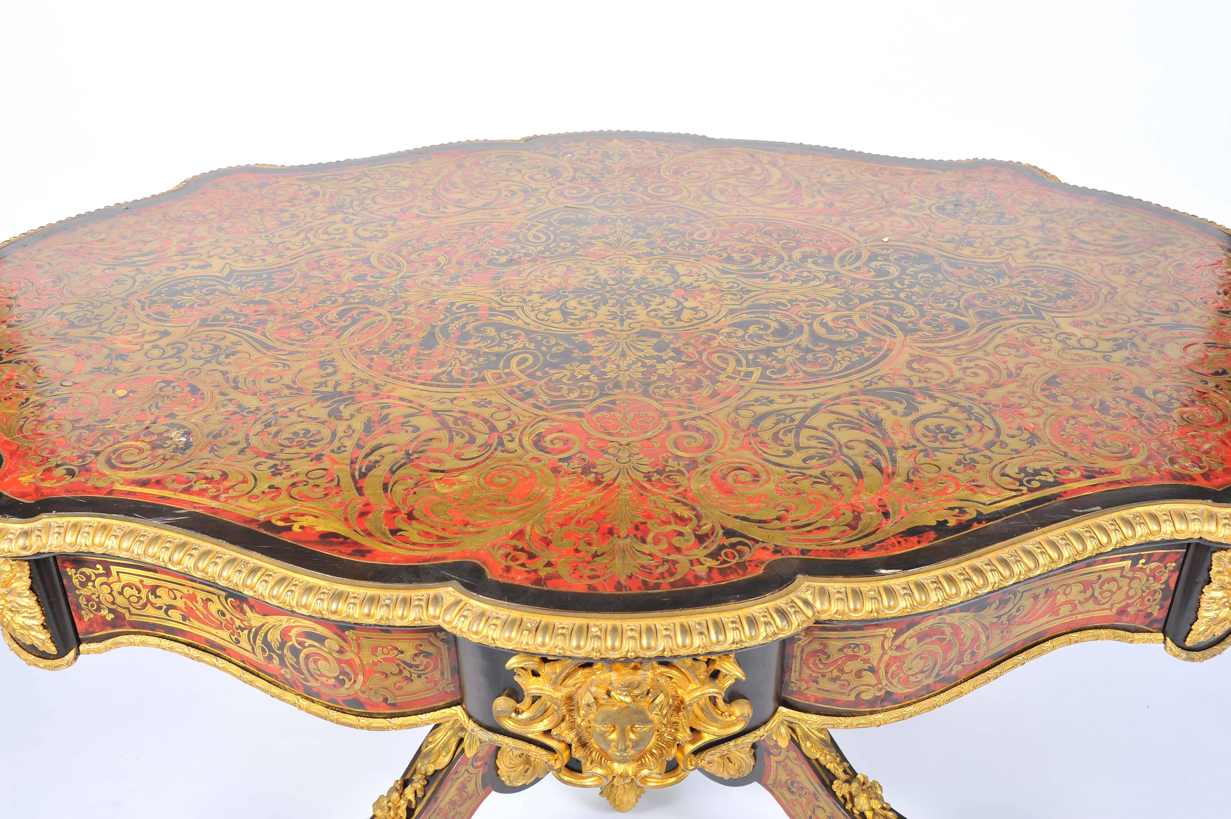 19th Century Boulle Louis XVI style Inlaid Centre Table For Sale 1