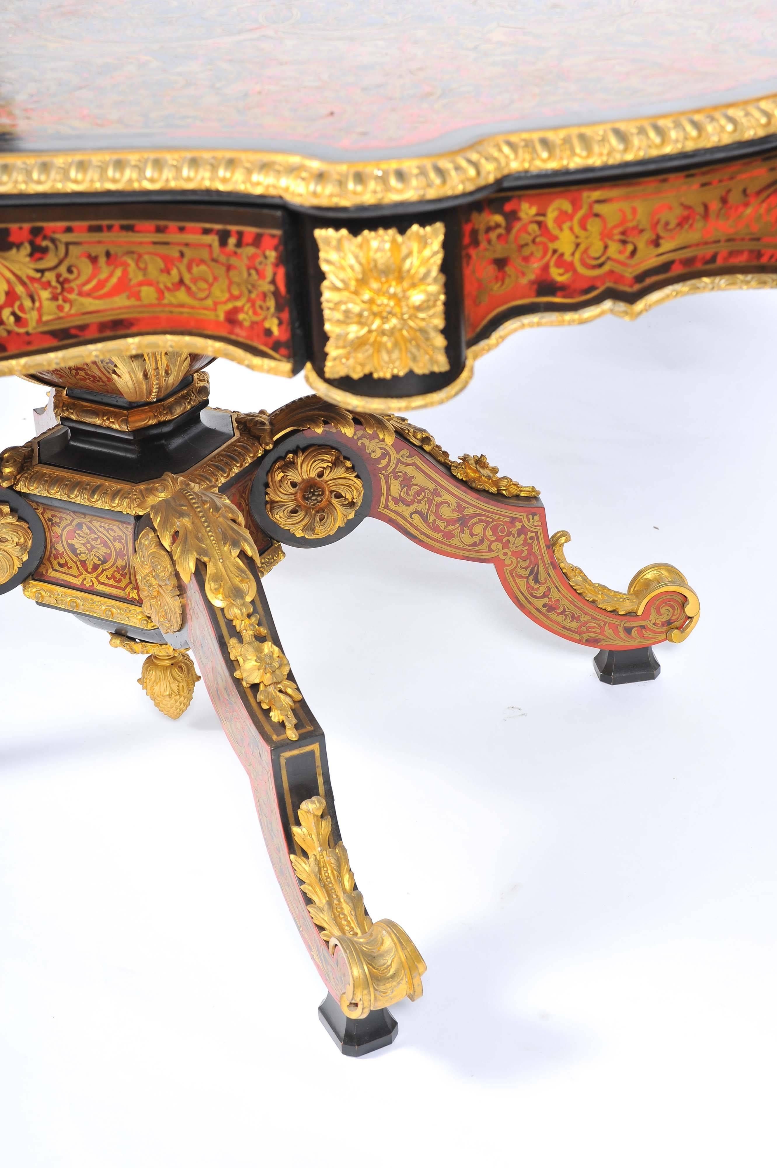 19th Century Boulle Louis XVI style Inlaid Centre Table For Sale 4