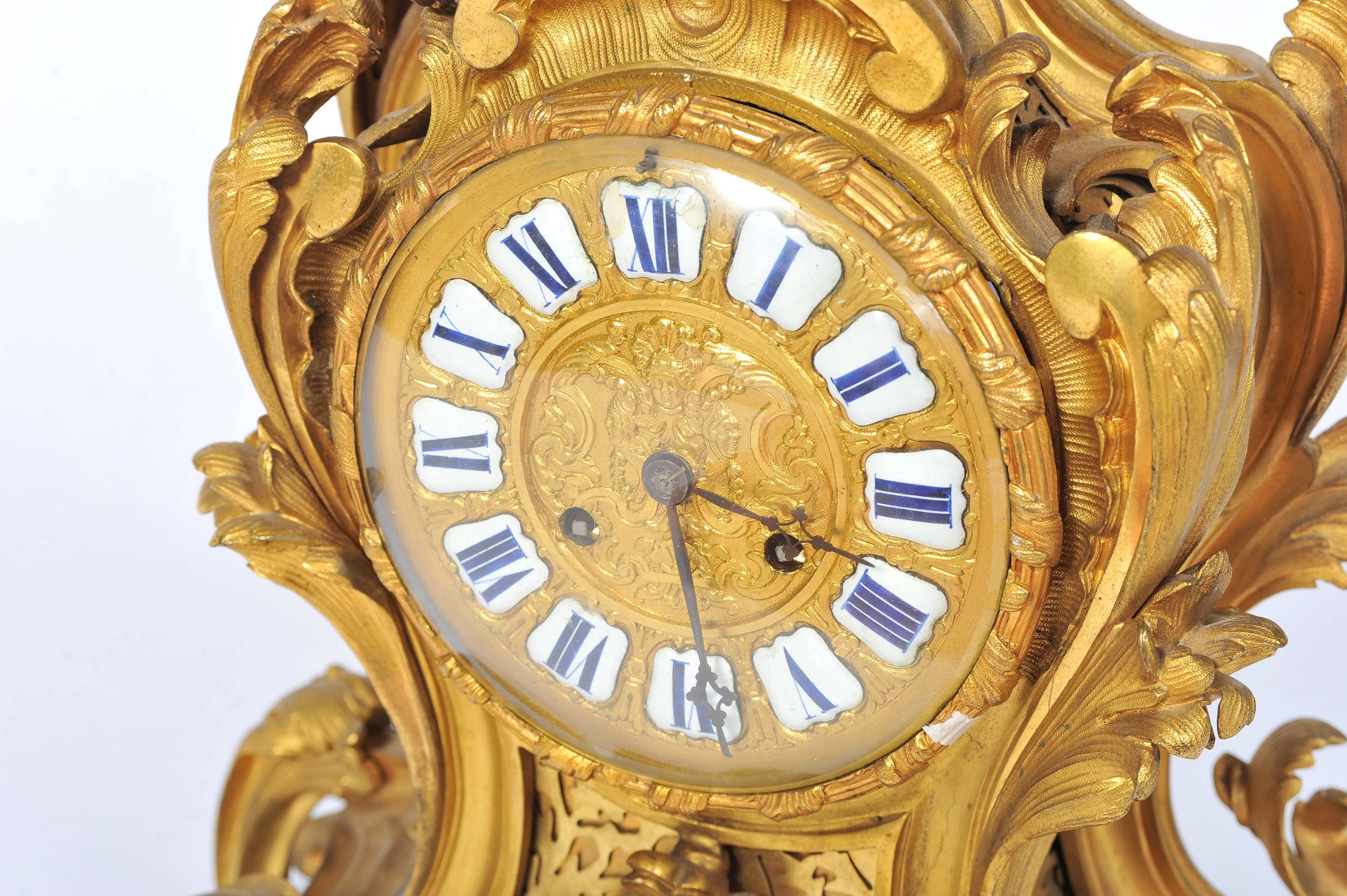 Gilt 19th Century Louis XVI style Mantel Clock For Sale