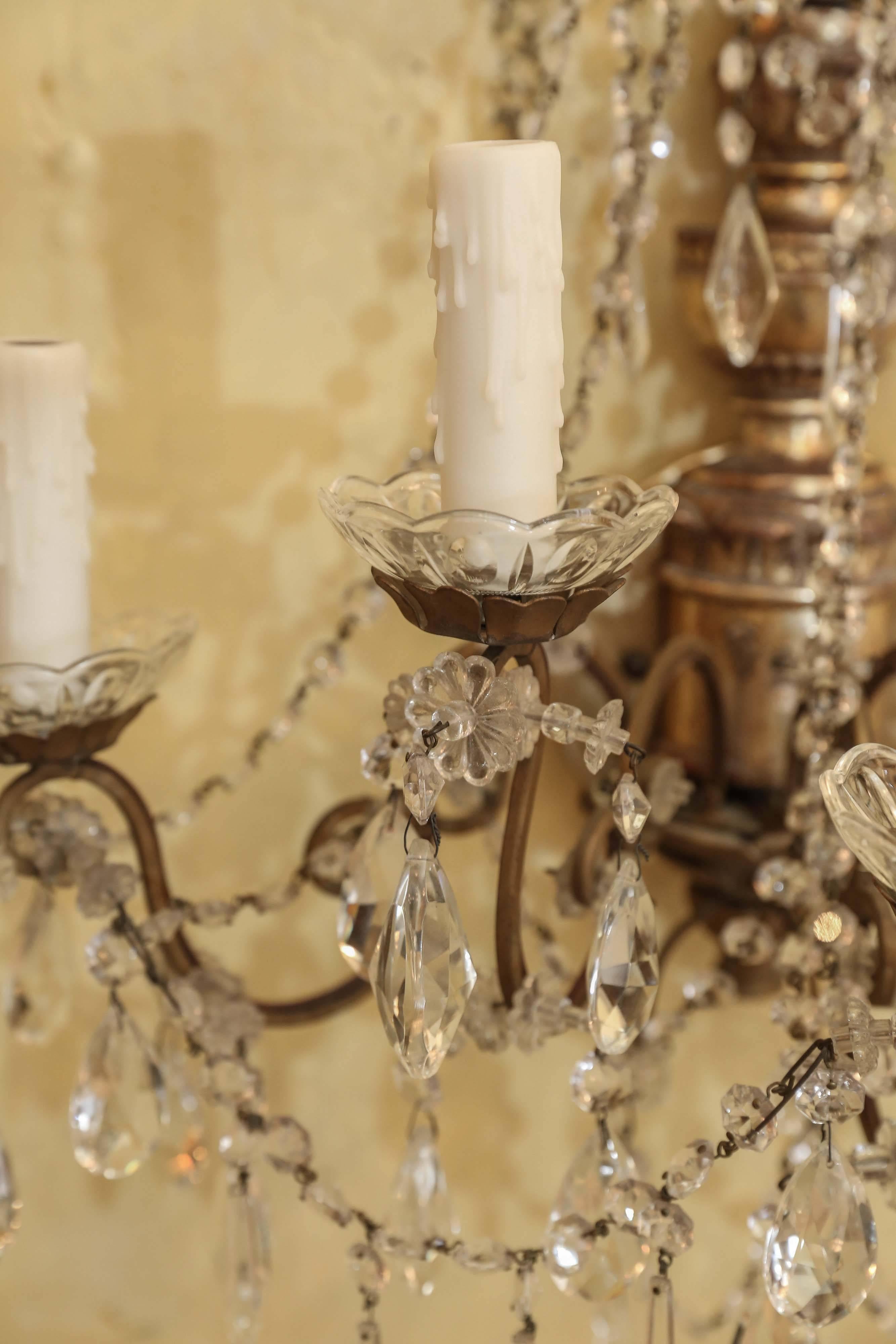 Crystal Pair of Italian Sconces