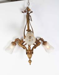 Late 19th Century Gothic Style Bronze Chandelier with Griffin Motif