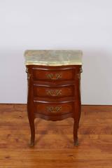 Pair of Hollywood Regency Italian Onyx Top Commodes in Walnut