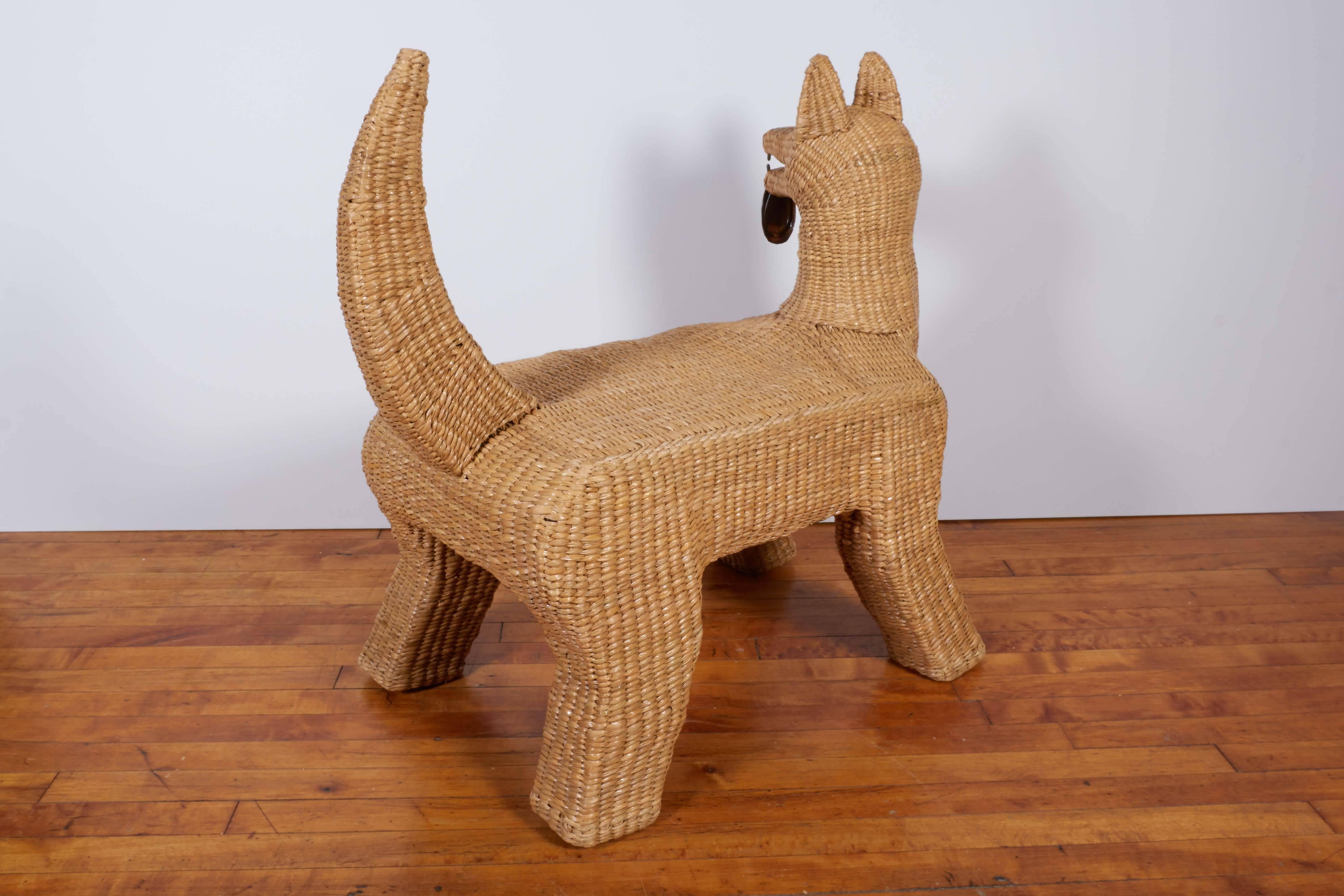 Mario Lopez Torres Wicker Coyote Bench with Copper Accents 1