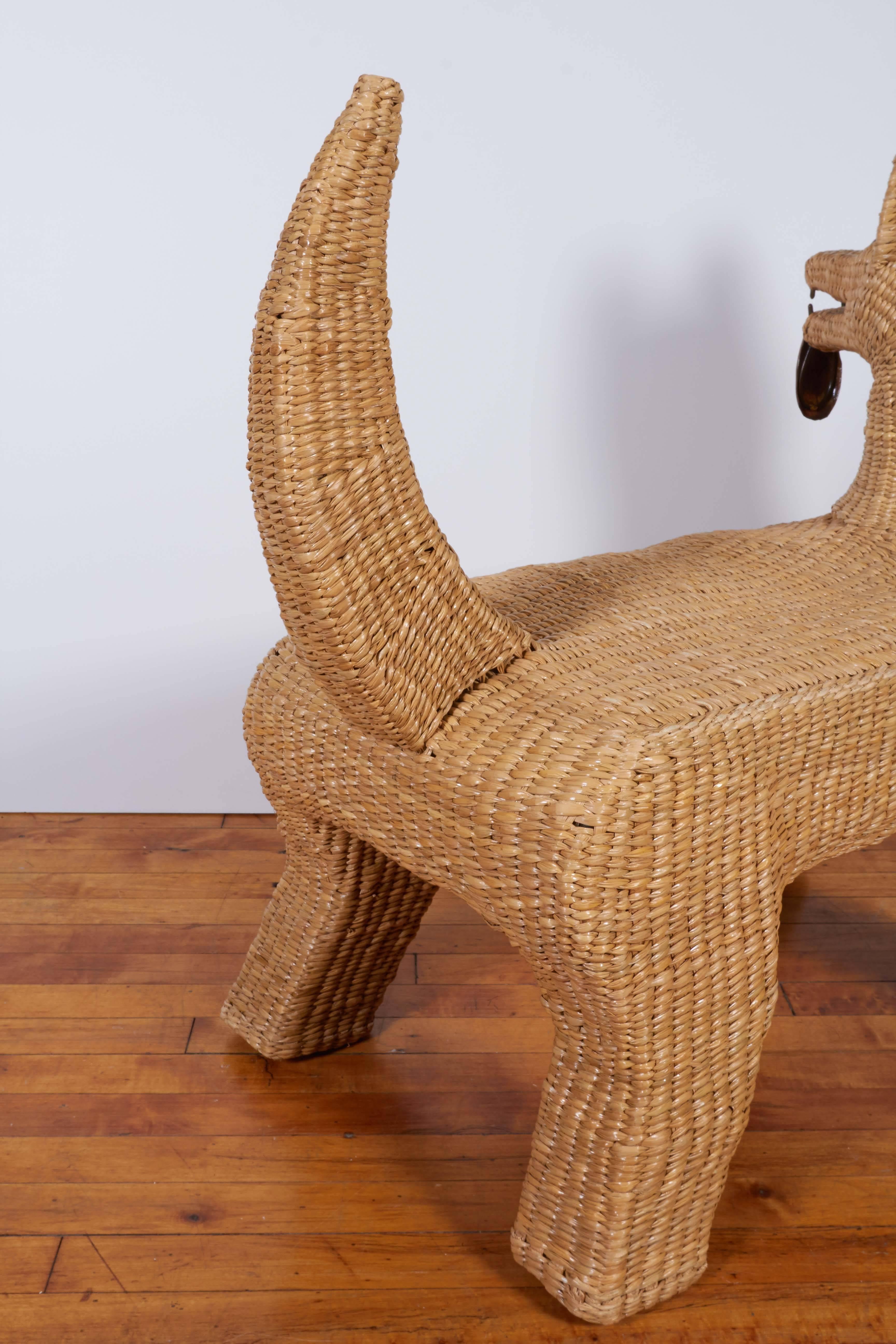 Mario Lopez Torres Wicker Coyote Bench with Copper Accents 2