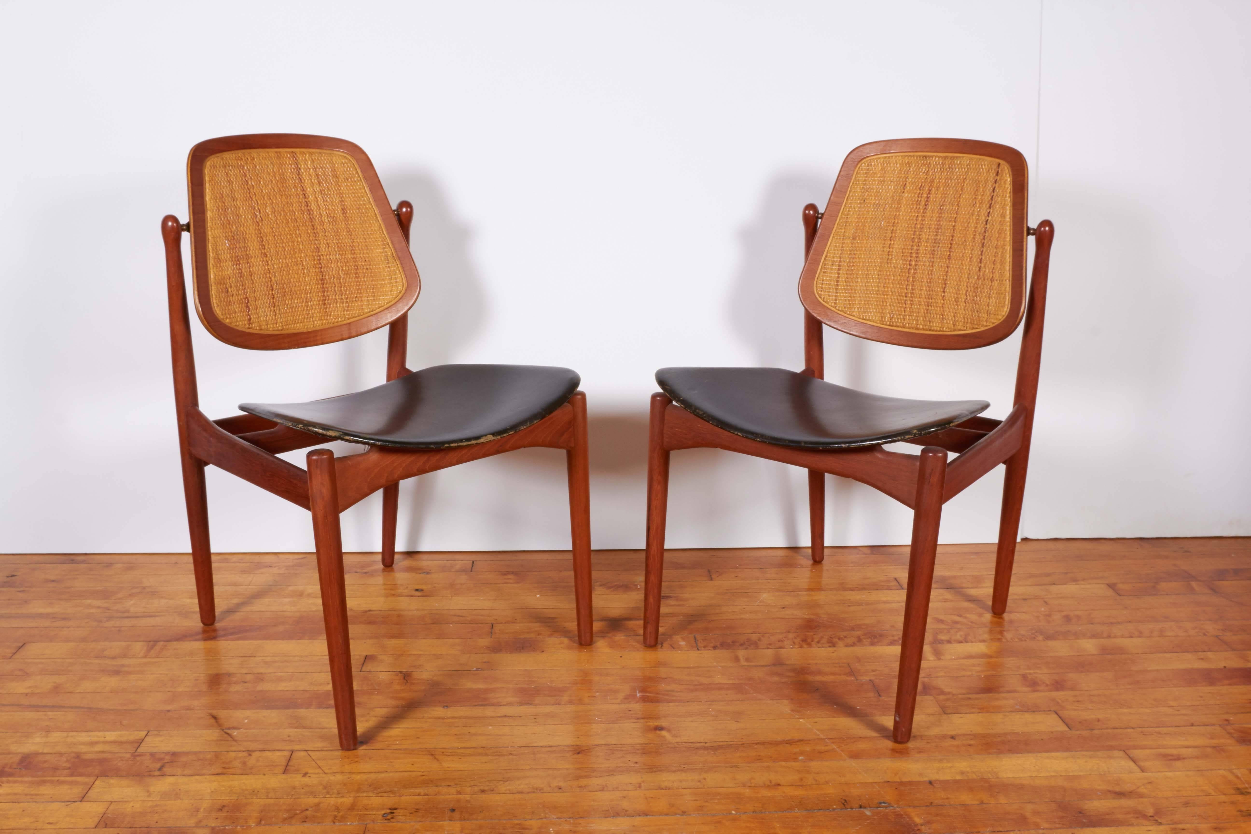 Cane Set of Six Arne Vodder Dining Chairs for France & Daverkosen