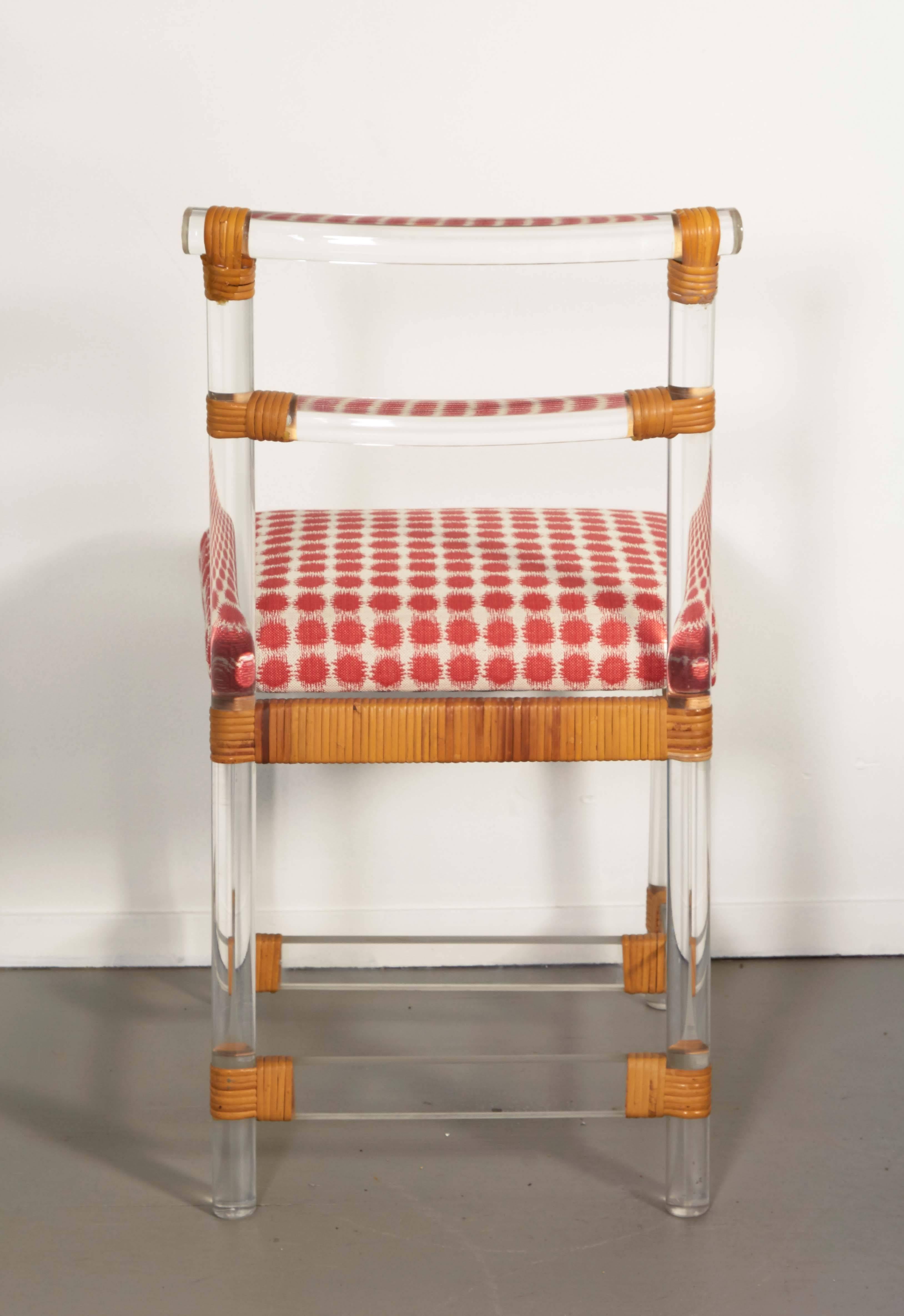 Ficks Reed Lucite Side Chair with Rattan Accent 2