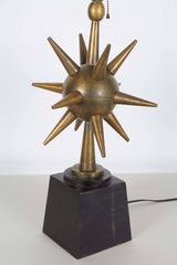 Pair of Arturo Pani Style Atomic Sputnik Bronze Lamps