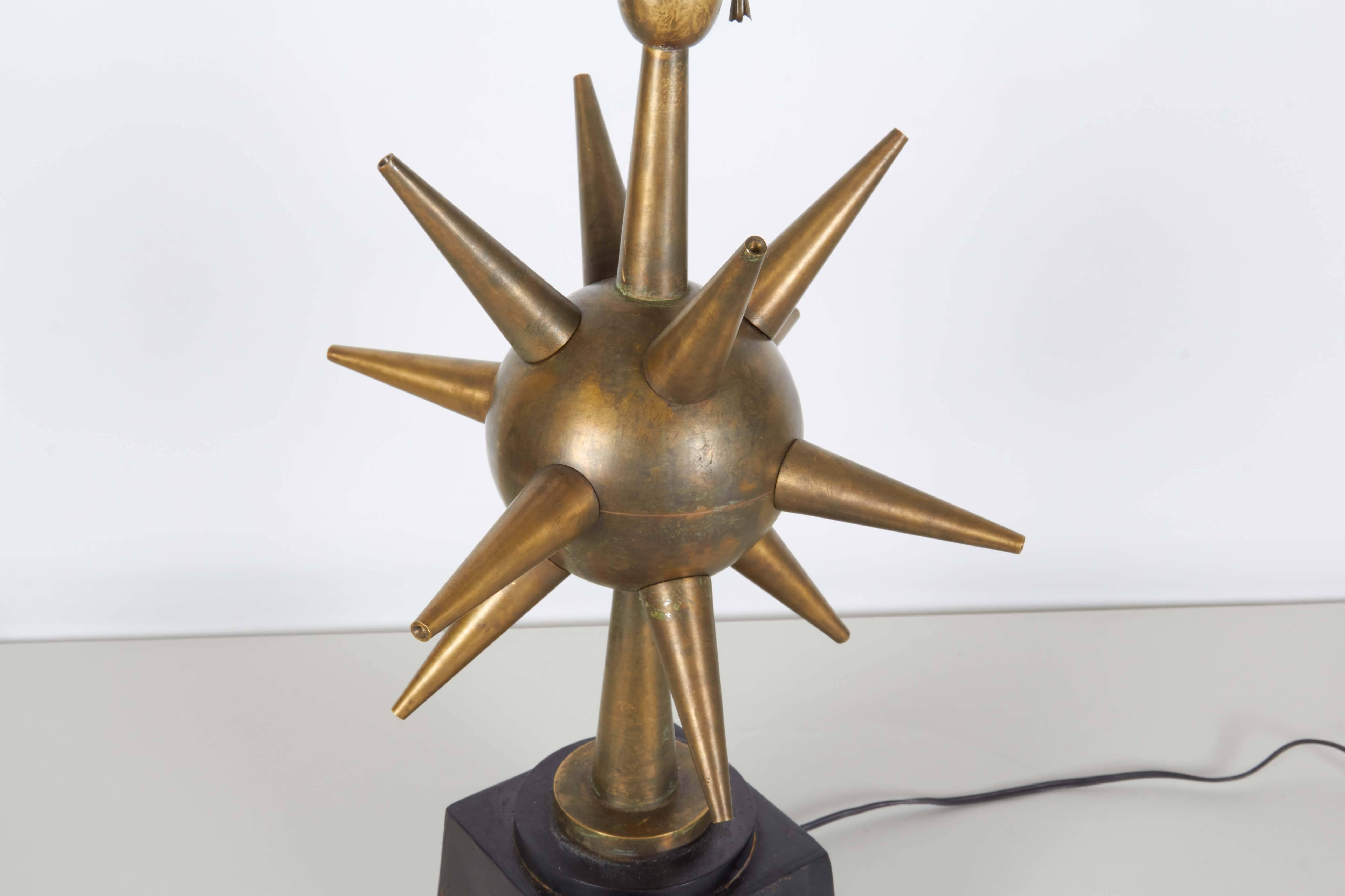 Mid-Century Modern Pair of Arturo Pani Style Atomic Sputnik Bronze Lamps