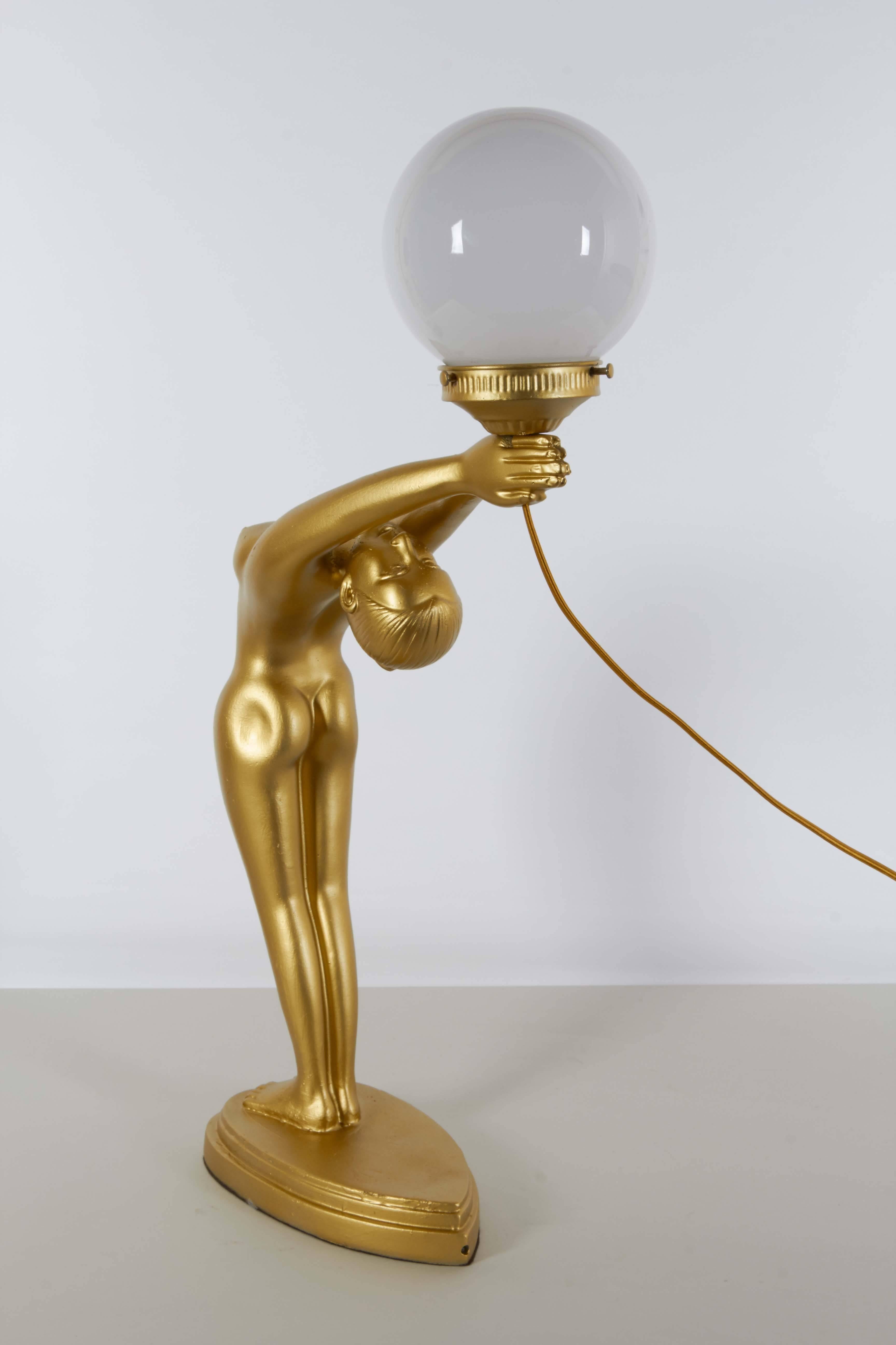 Pair of Figural Art Deco Style Lamps in the Manner of Max Le Verrier 1