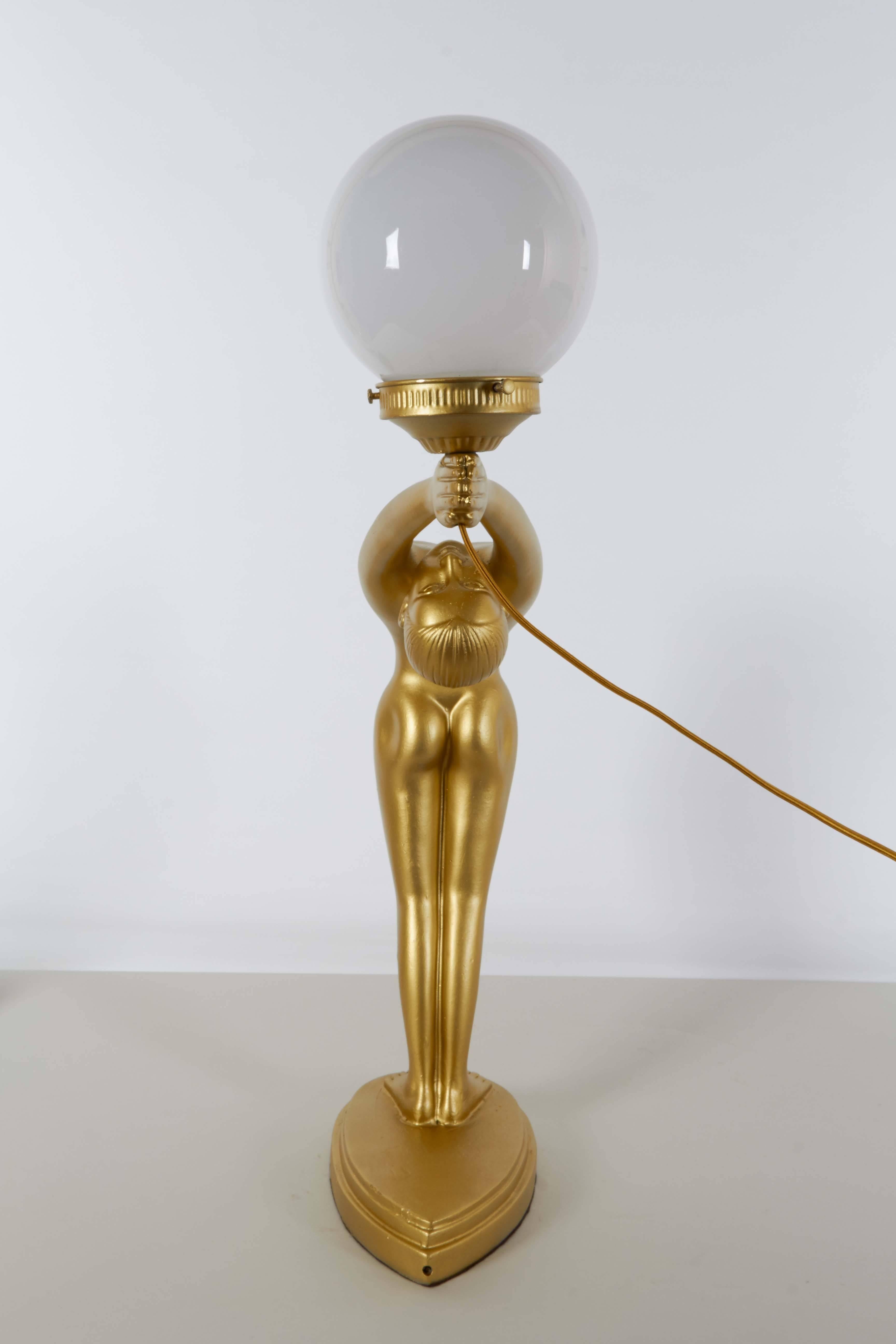 Pair of Figural Art Deco Style Lamps in the Manner of Max Le Verrier 3