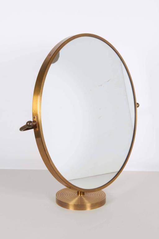1960s Round Table Mirror On Brass Stand At 1stdibs Mid Century Modern 1960s Round Table Mirror On Brass Stand For