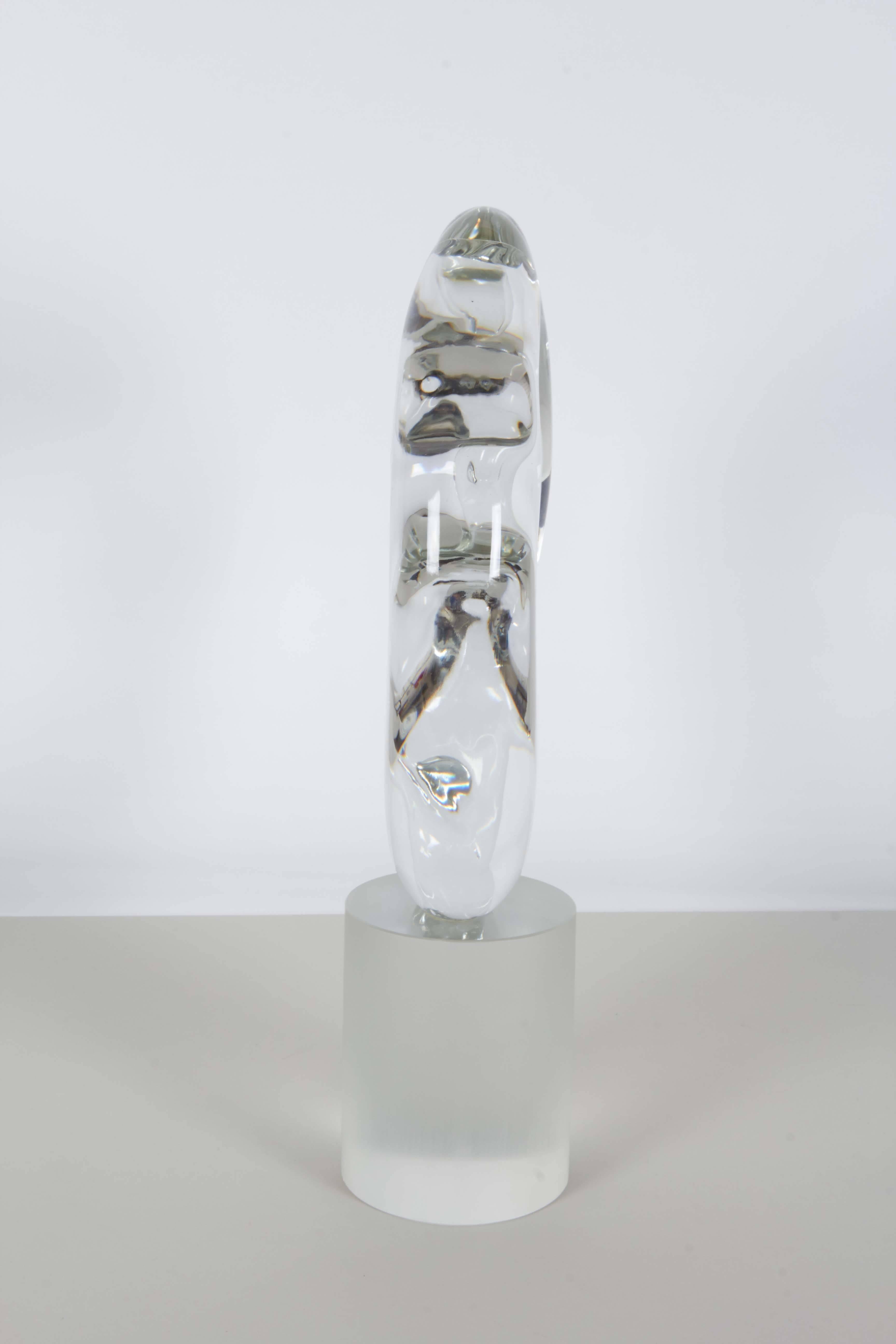 Seguso 'Two Faces of the Moon' Murano Glass Sculpture, Signed In Excellent Condition In New York, NY