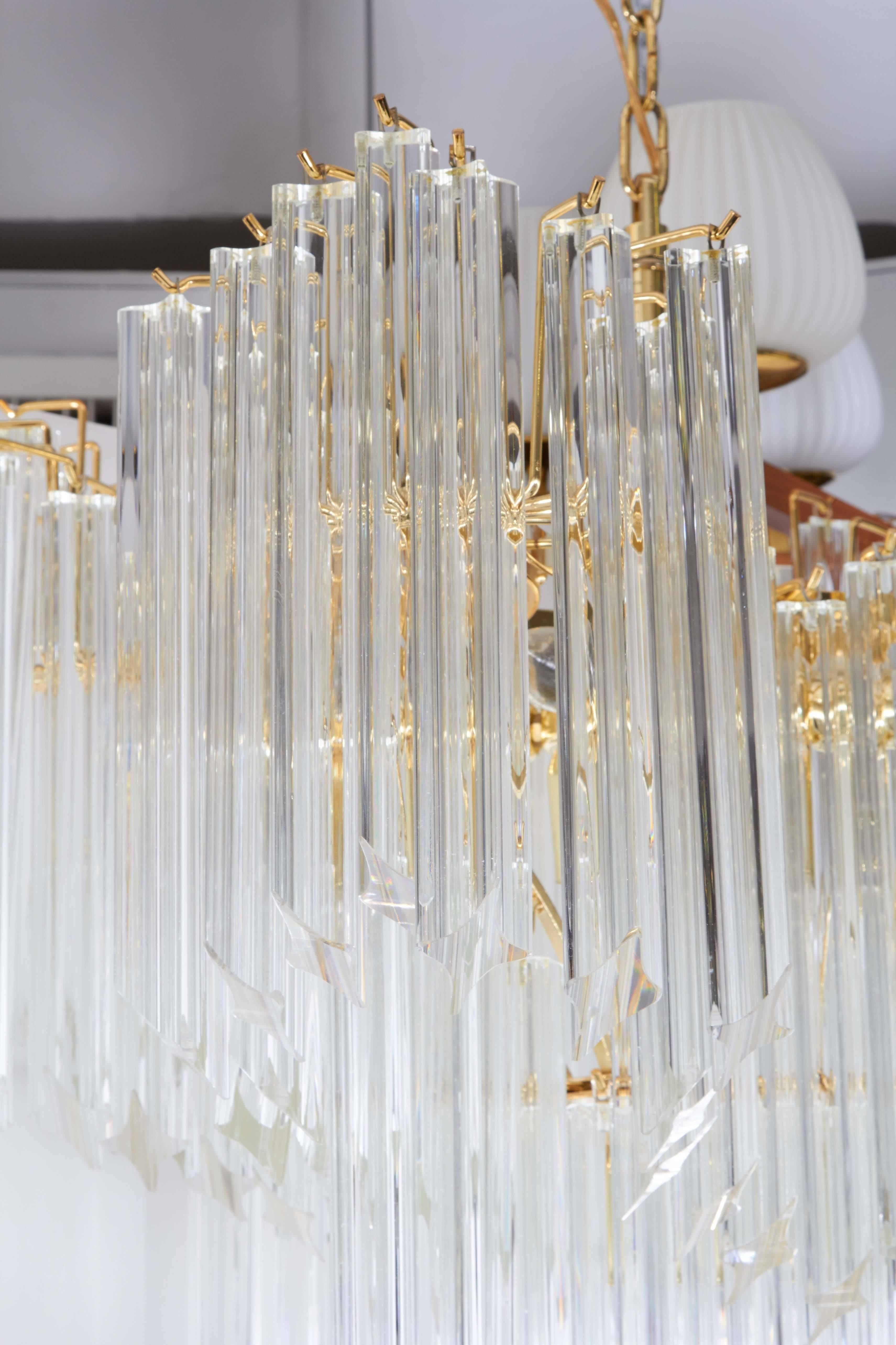 Venini Modern Chandelier with Murano Glass Quatro Punta Prisms In Good Condition In New York, NY