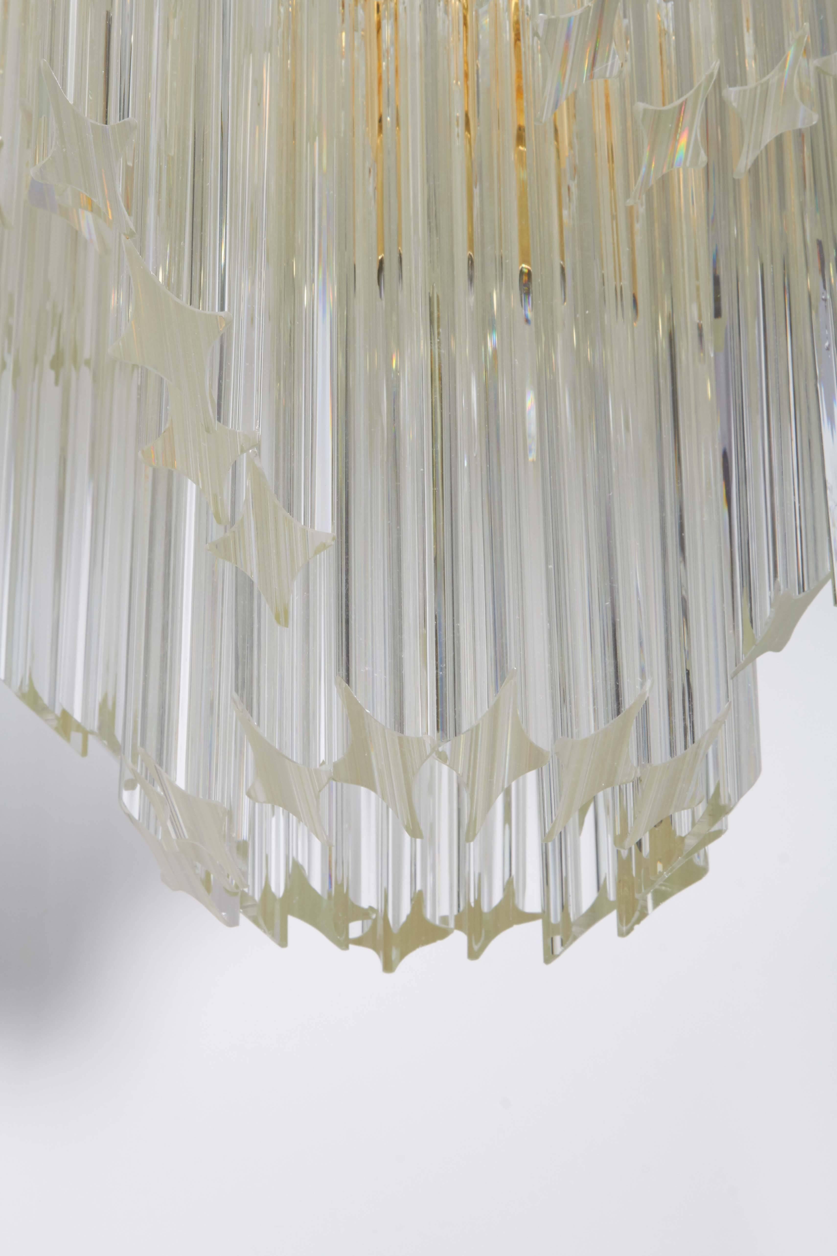 Venini Modern Chandelier with Murano Glass Quatro Punta Prisms 3
