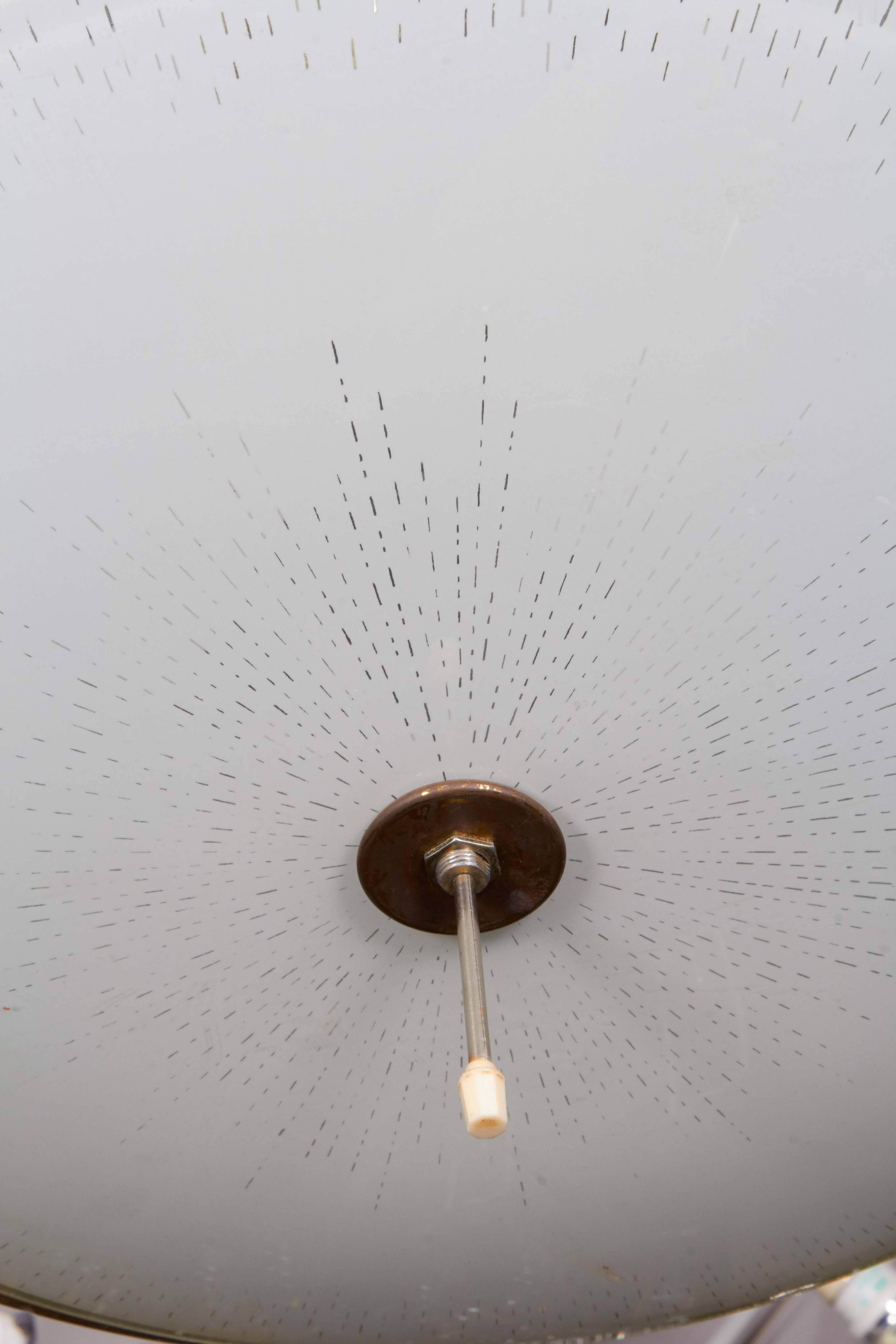 Mid-20th Century Adjustable Drum Pendant Light in Perforated Brass