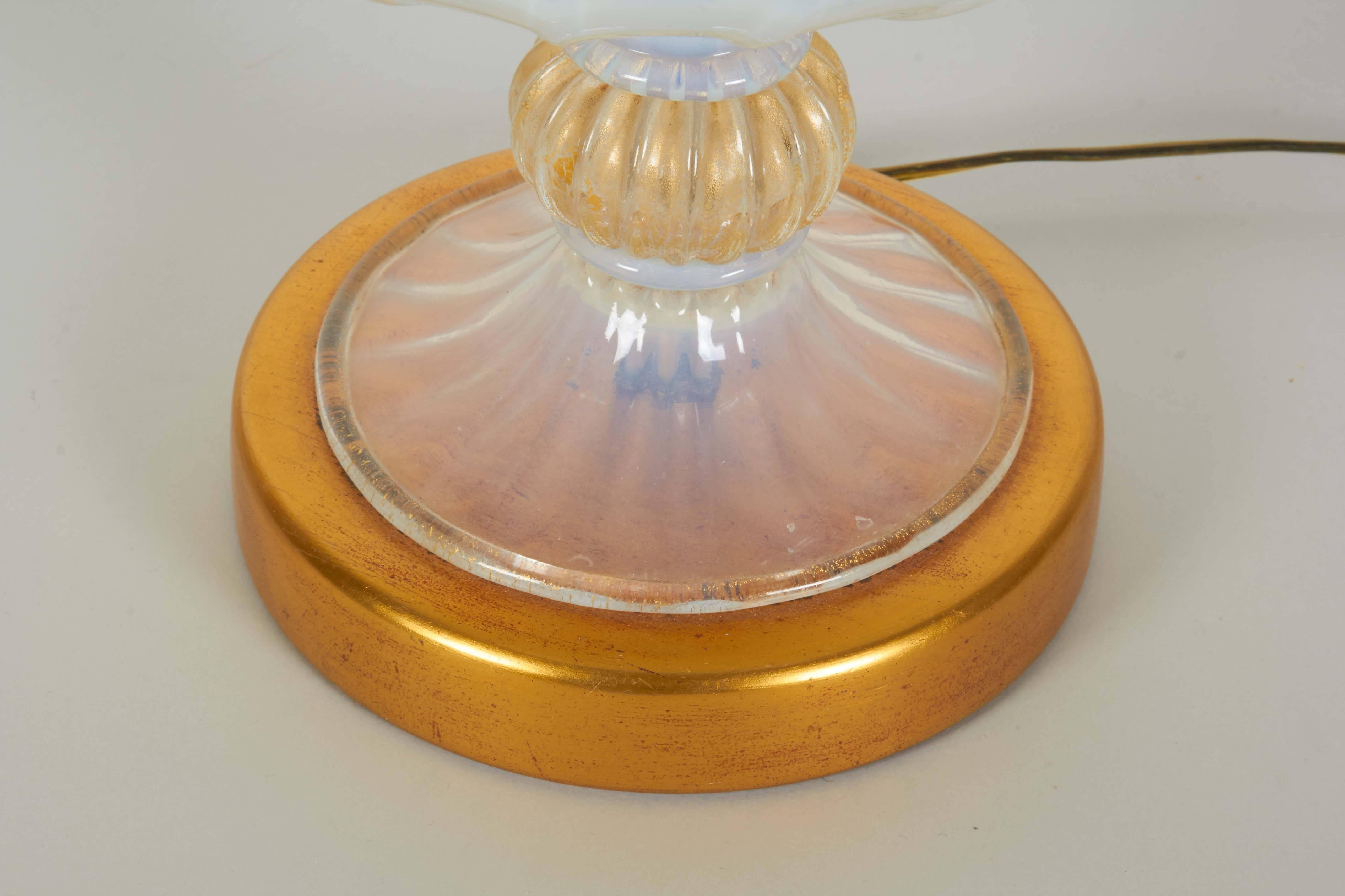 Mid-Century Modern Seguso Murano Glass Handblown Opalescent Lamp
