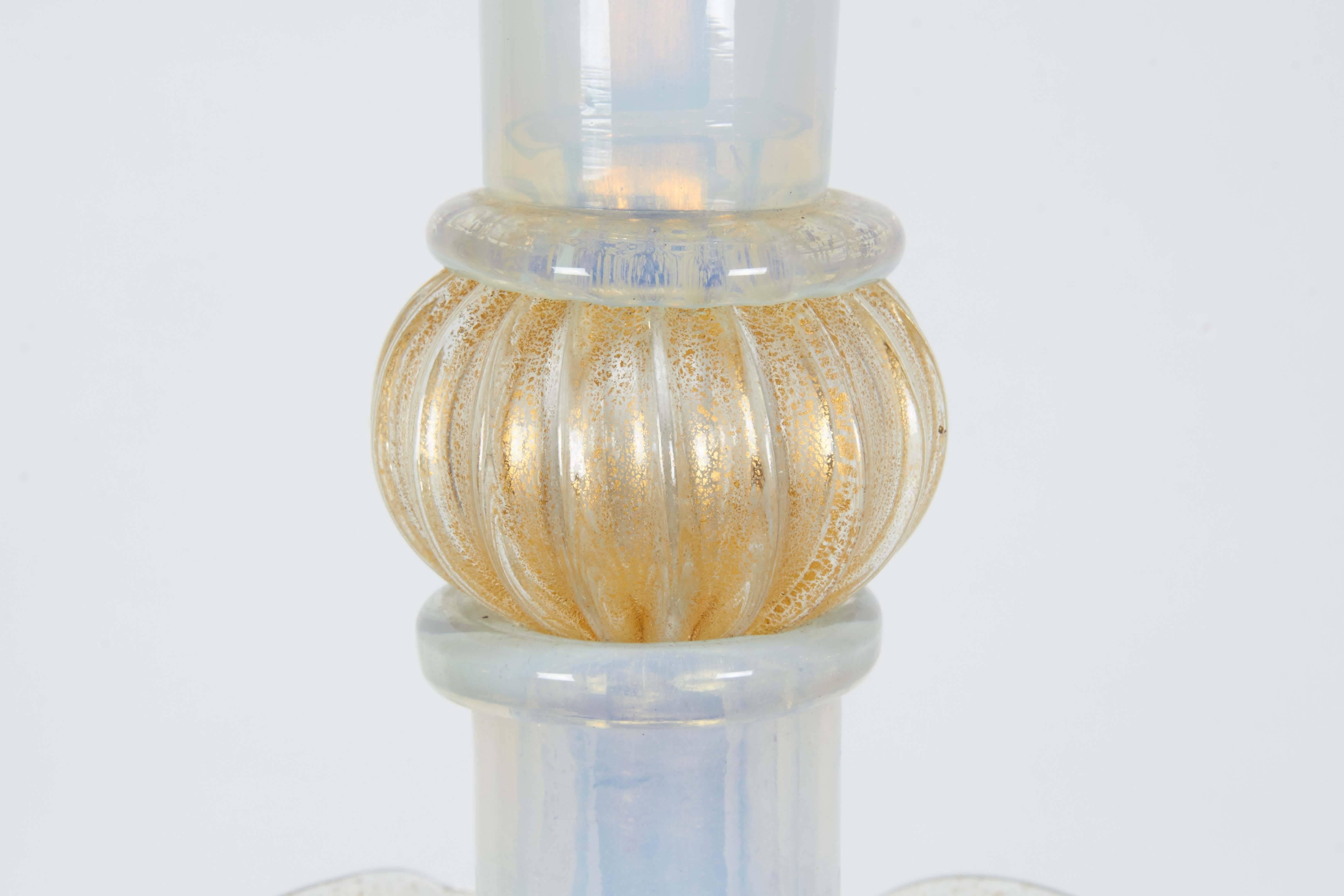 Seguso Murano Glass Handblown Opalescent Lamp In Good Condition In New York, NY
