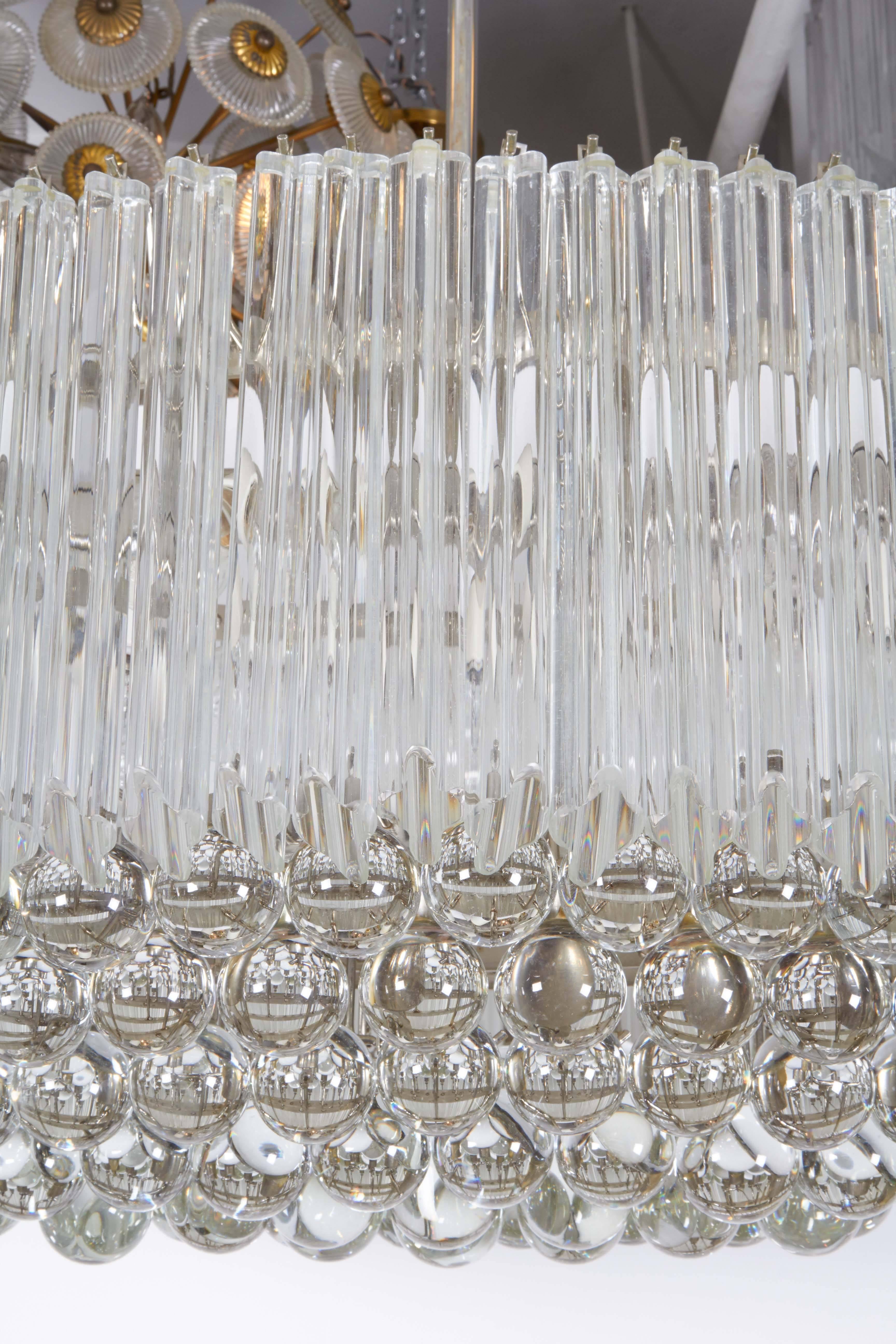 Venini Quatro Punta Prism Oval Chandelier with Crystal Balls 1