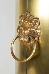English 1930s Brass Umbrella Stand with Lion's Head