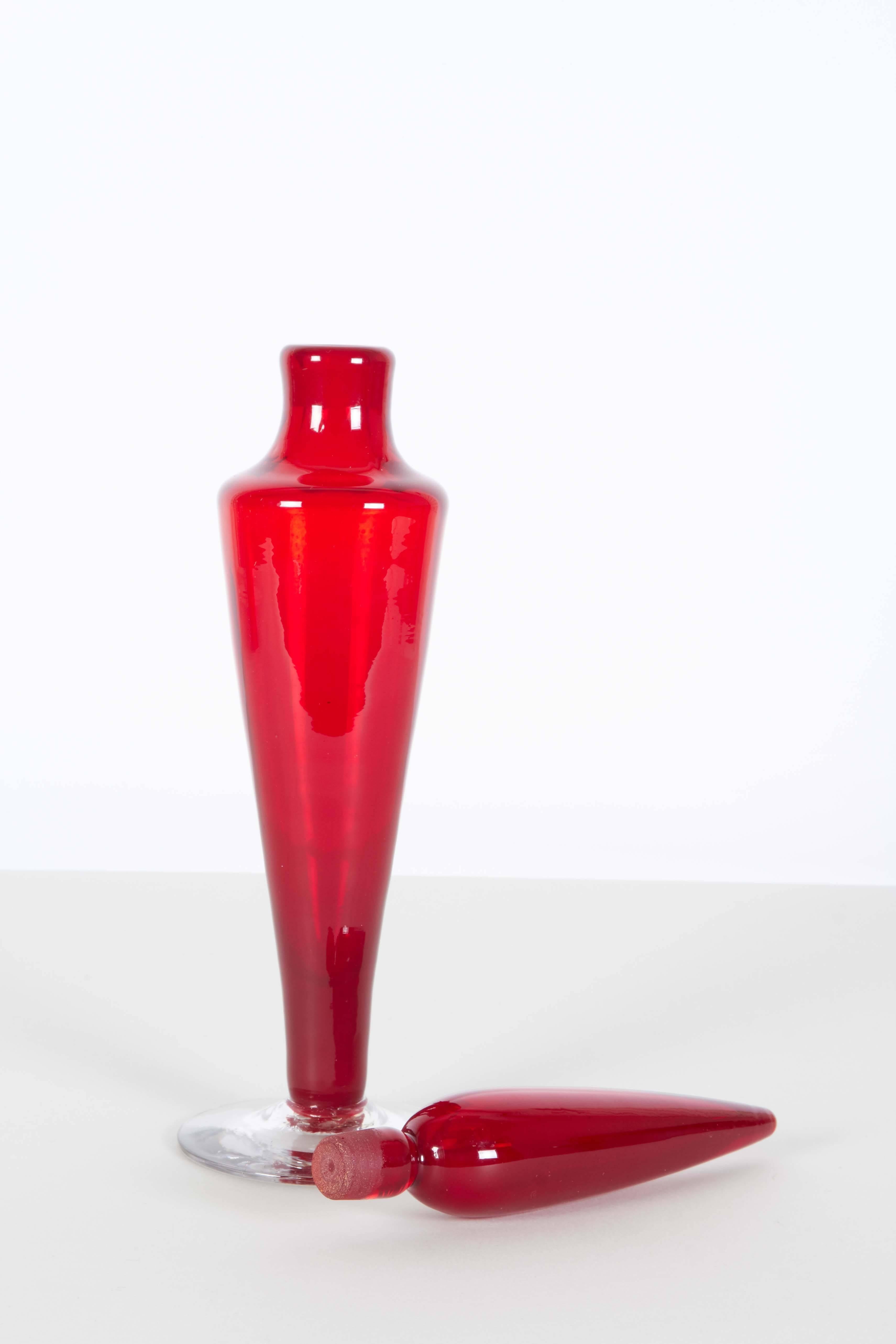 American Blenko 'Regal' Red Blown Glass Decanter