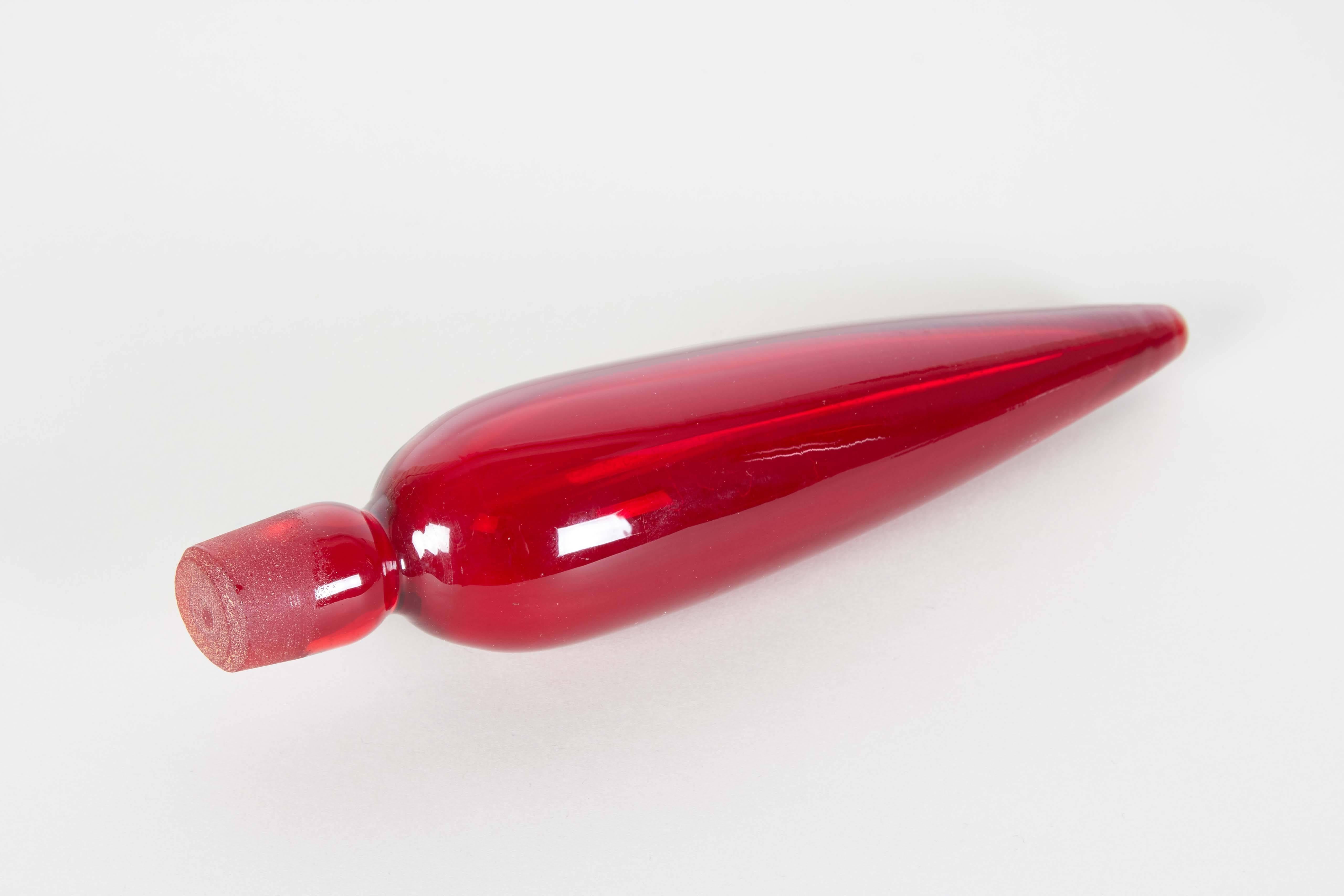 Blenko 'Regal' Red Blown Glass Decanter 1