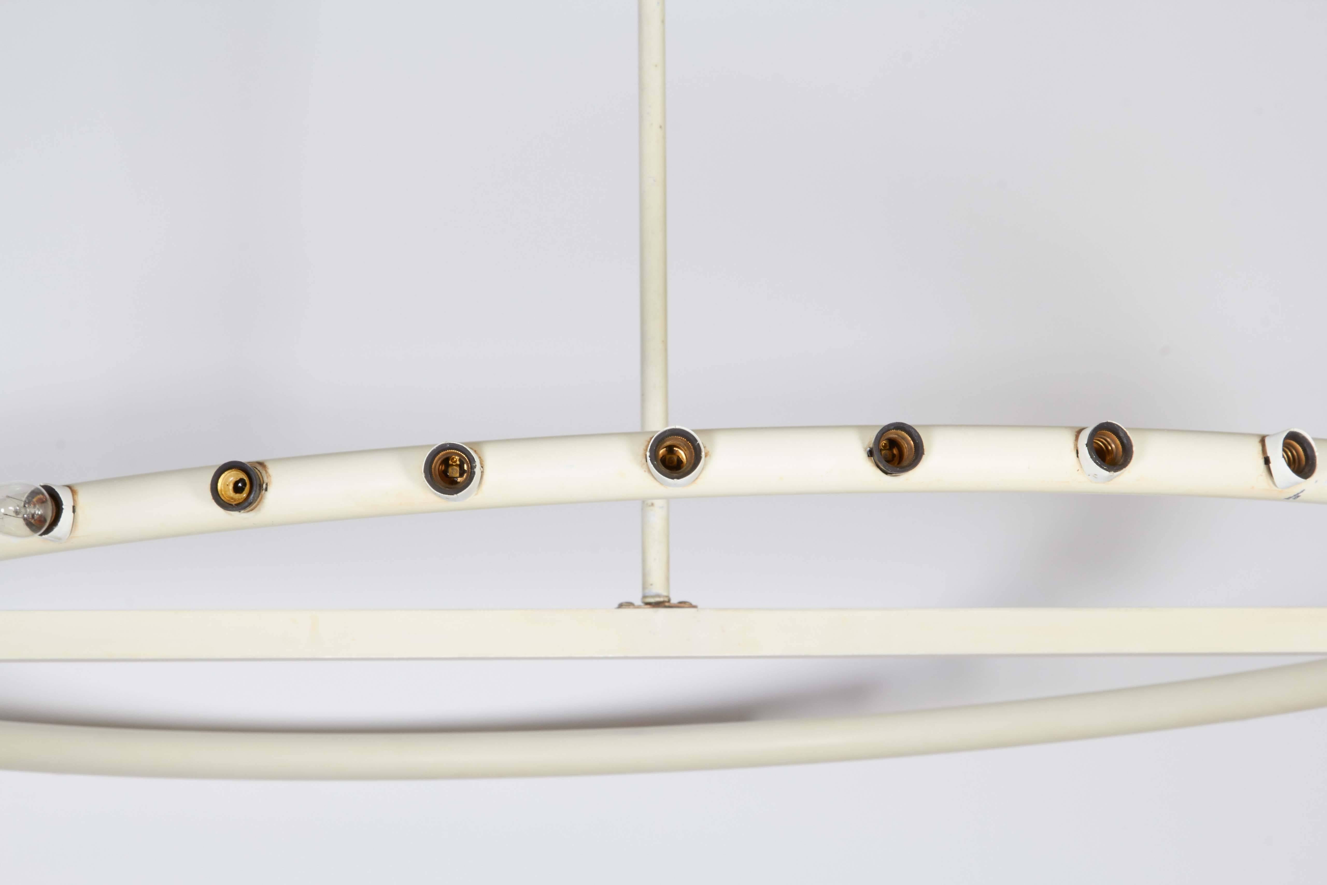 Enameled Alvin Lustig White Ring Chandelier for Lightolier