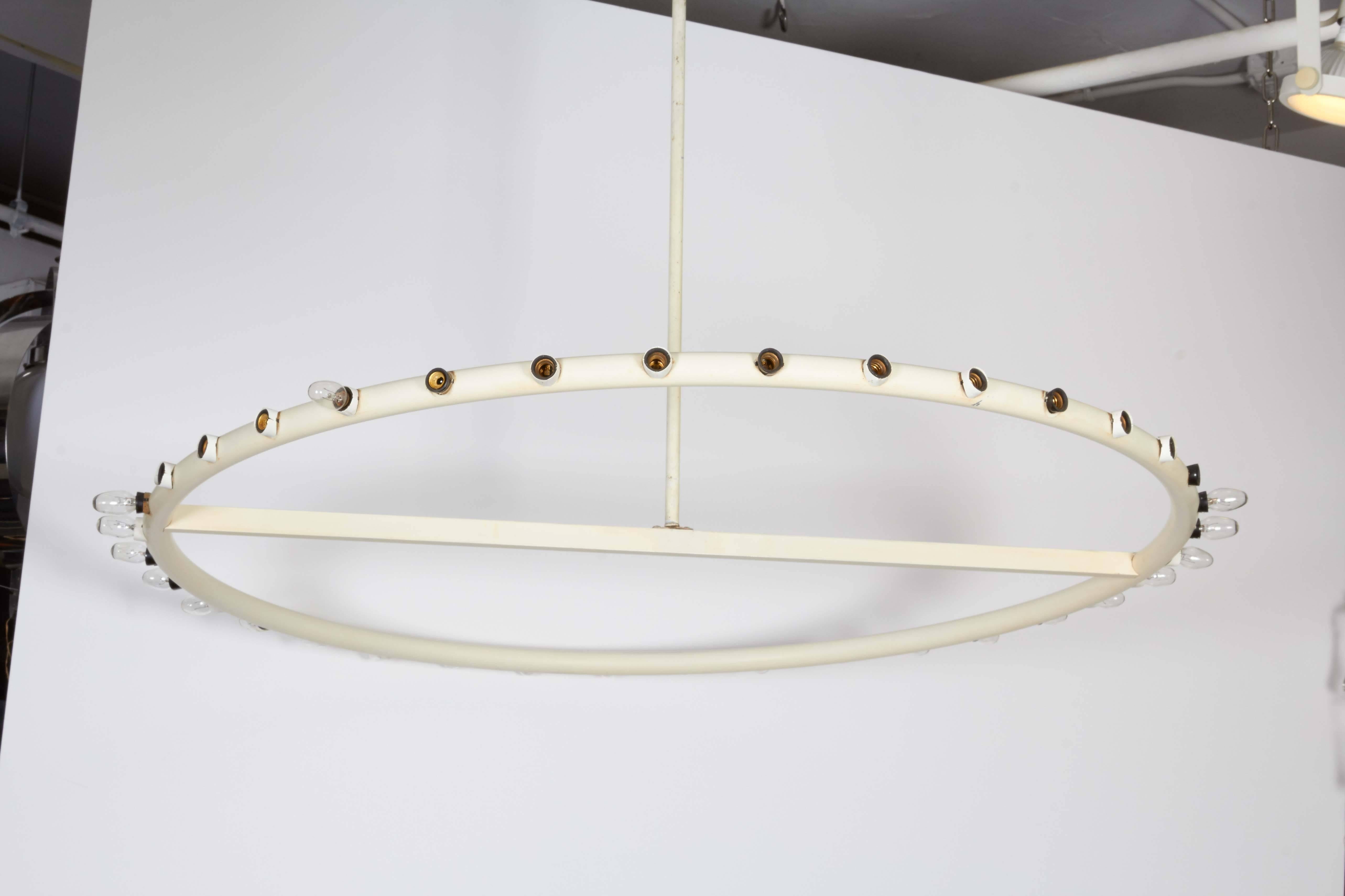 Alvin Lustig White Ring Chandelier for Lightolier In Good Condition In Astoria, NY