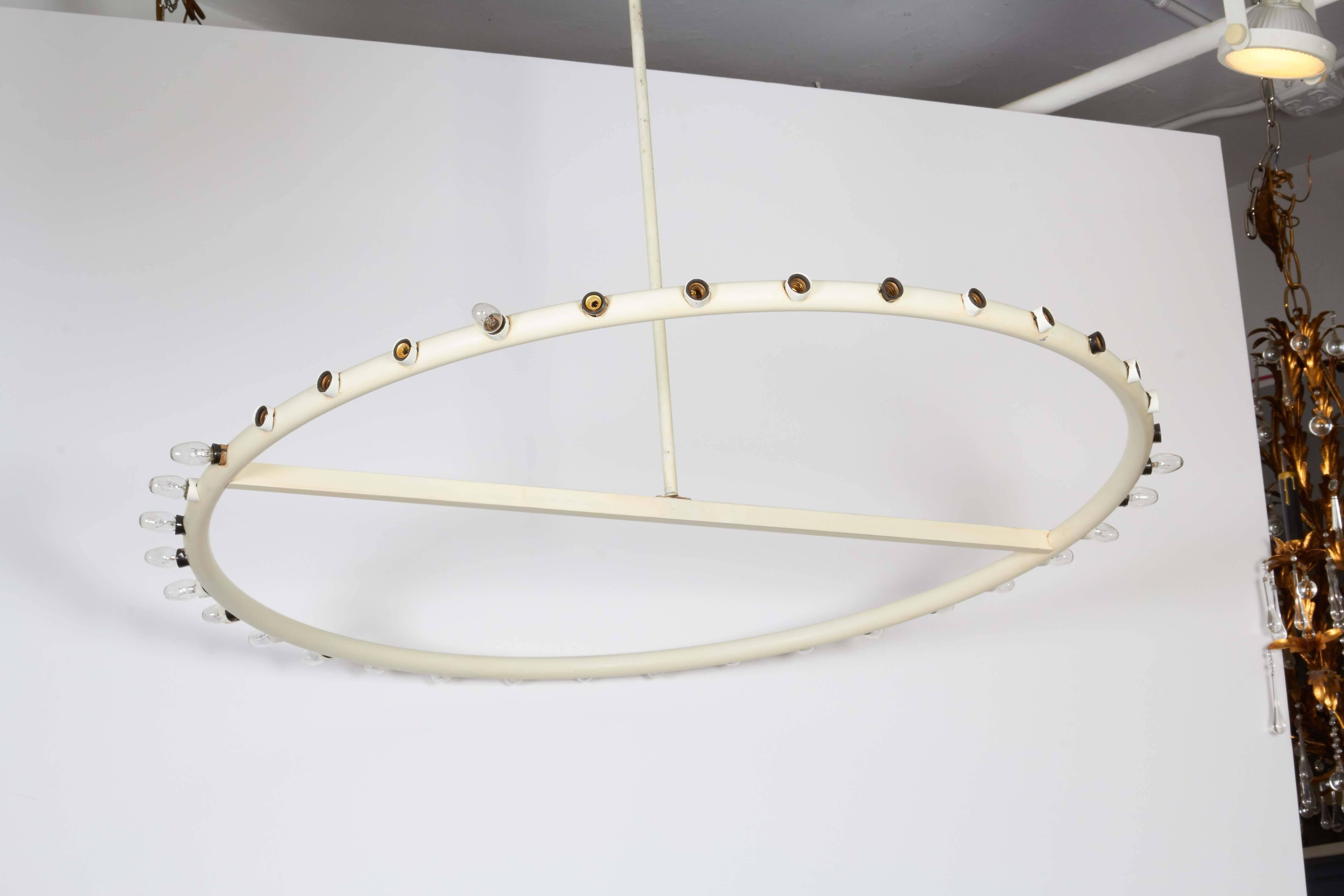 Mid-20th Century Alvin Lustig White Ring Chandelier for Lightolier