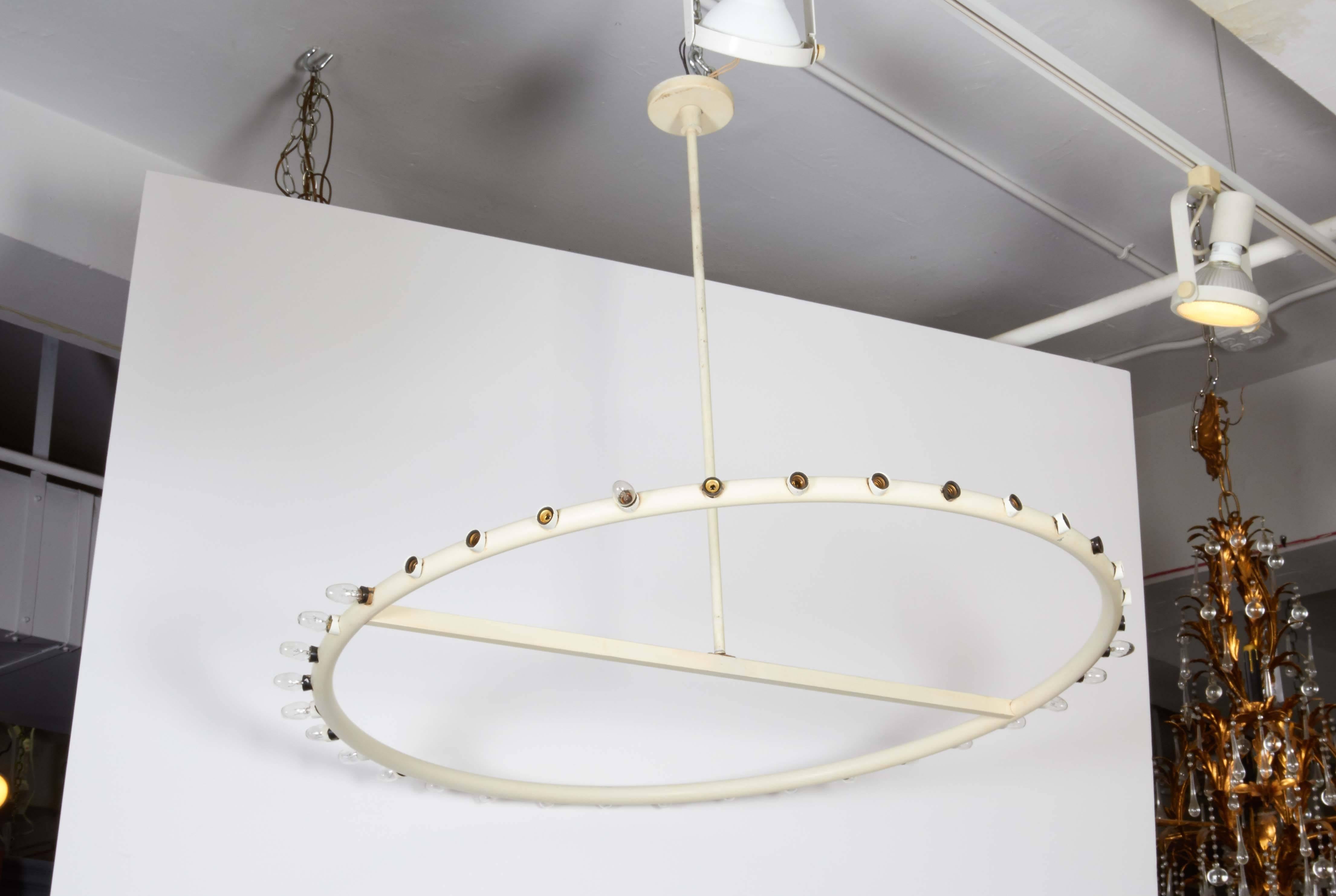 Metal Alvin Lustig White Ring Chandelier for Lightolier