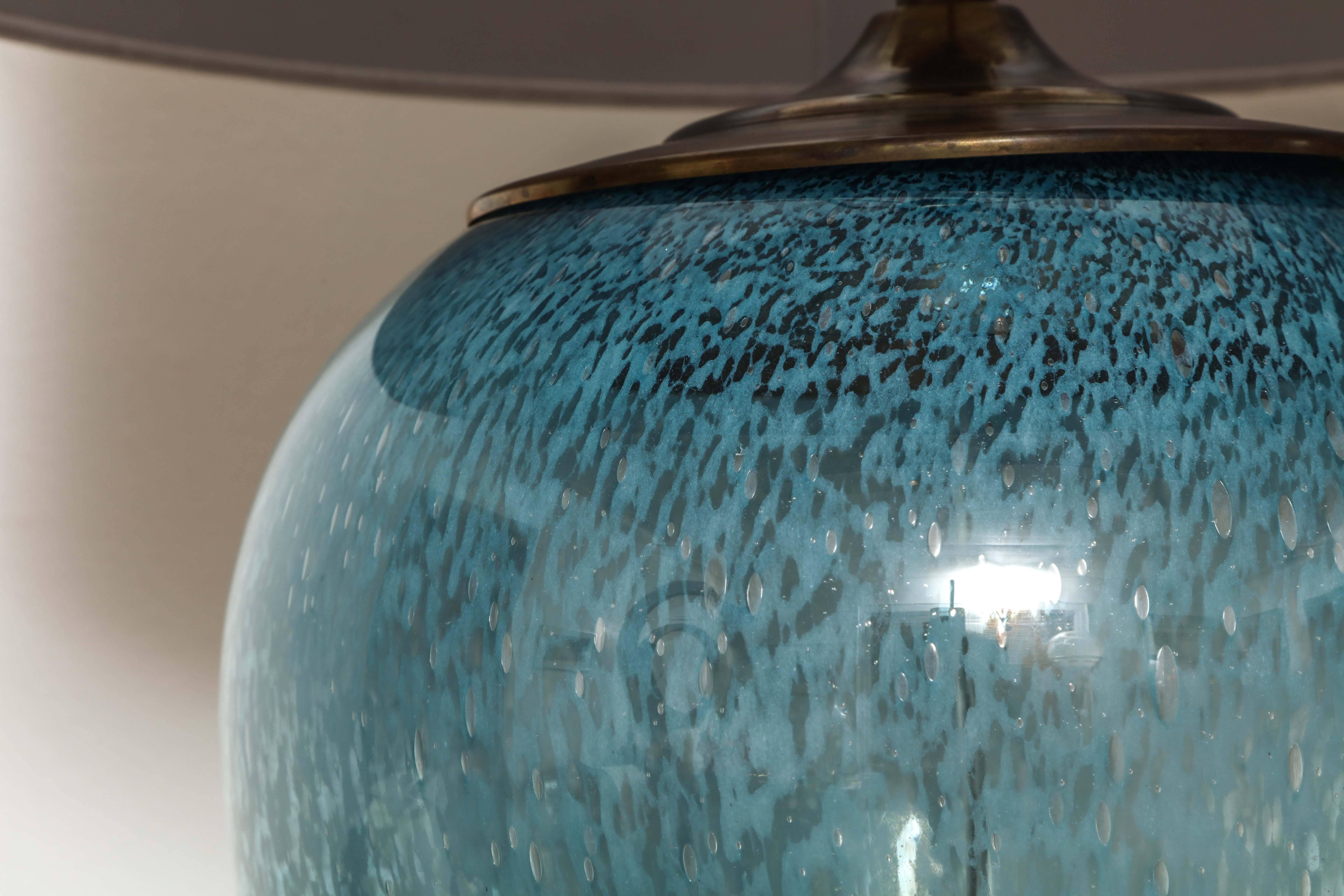Mid-Century Modern Wedgewood Blue Murano Table Lamps For Sale
