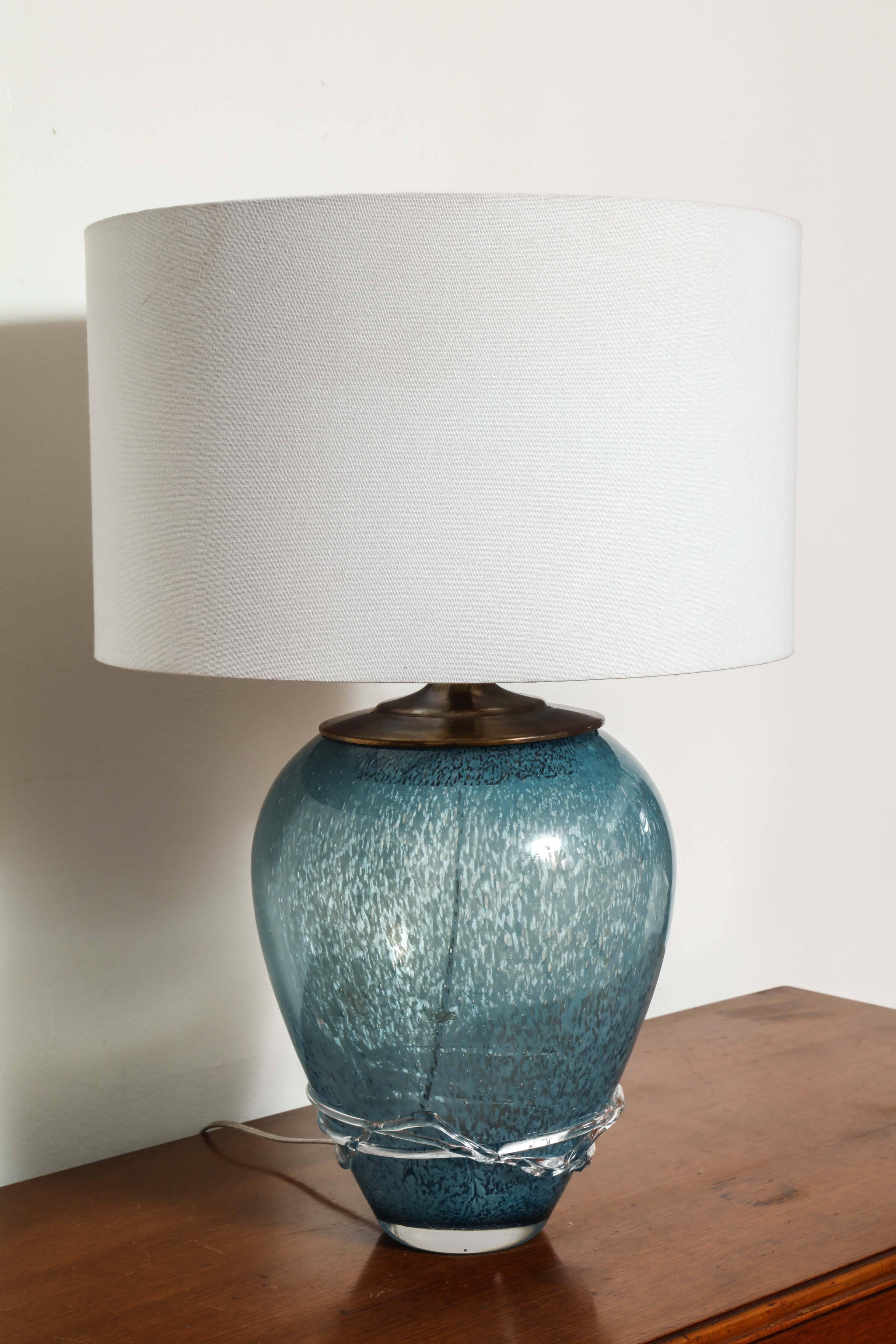 Italian Wedgewood Blue Murano Table Lamps For Sale