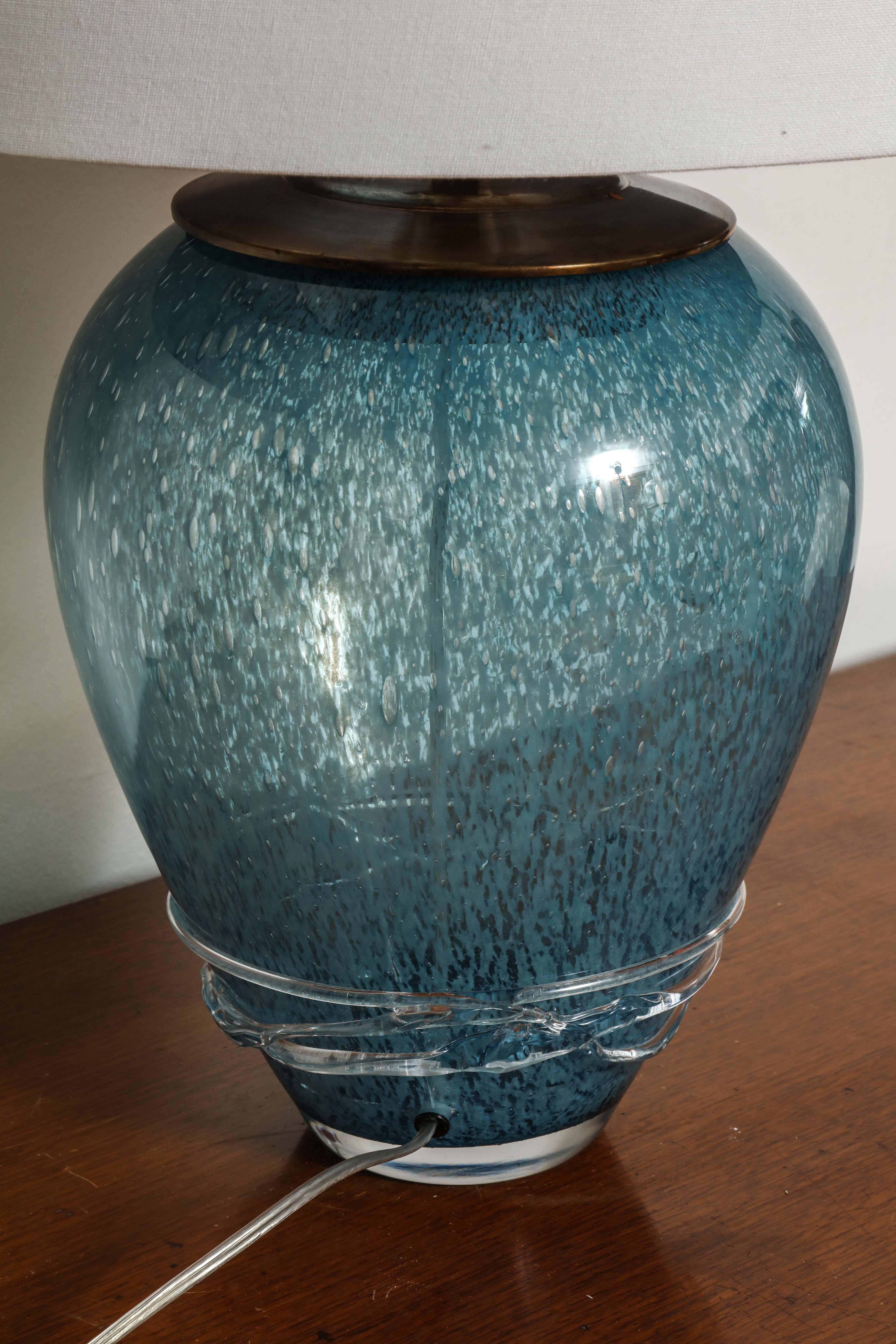 Wedgewood Blue Murano Table Lamps For Sale 1