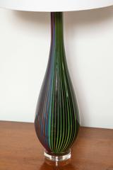 Pair of Striped Murano Glass Lamps